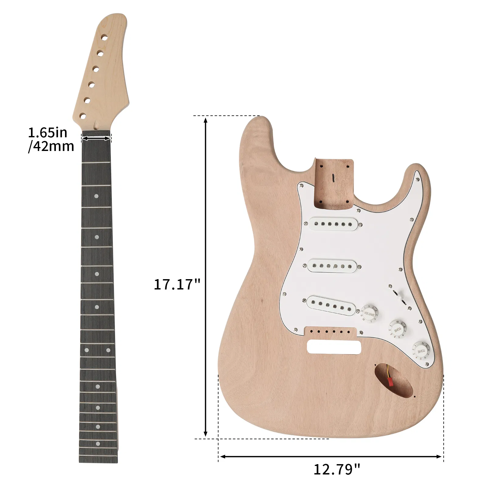 DIY 6 String ST Style Electric Guitar Kits with Mahogany Body, Maple Neck and Accessories photo 7