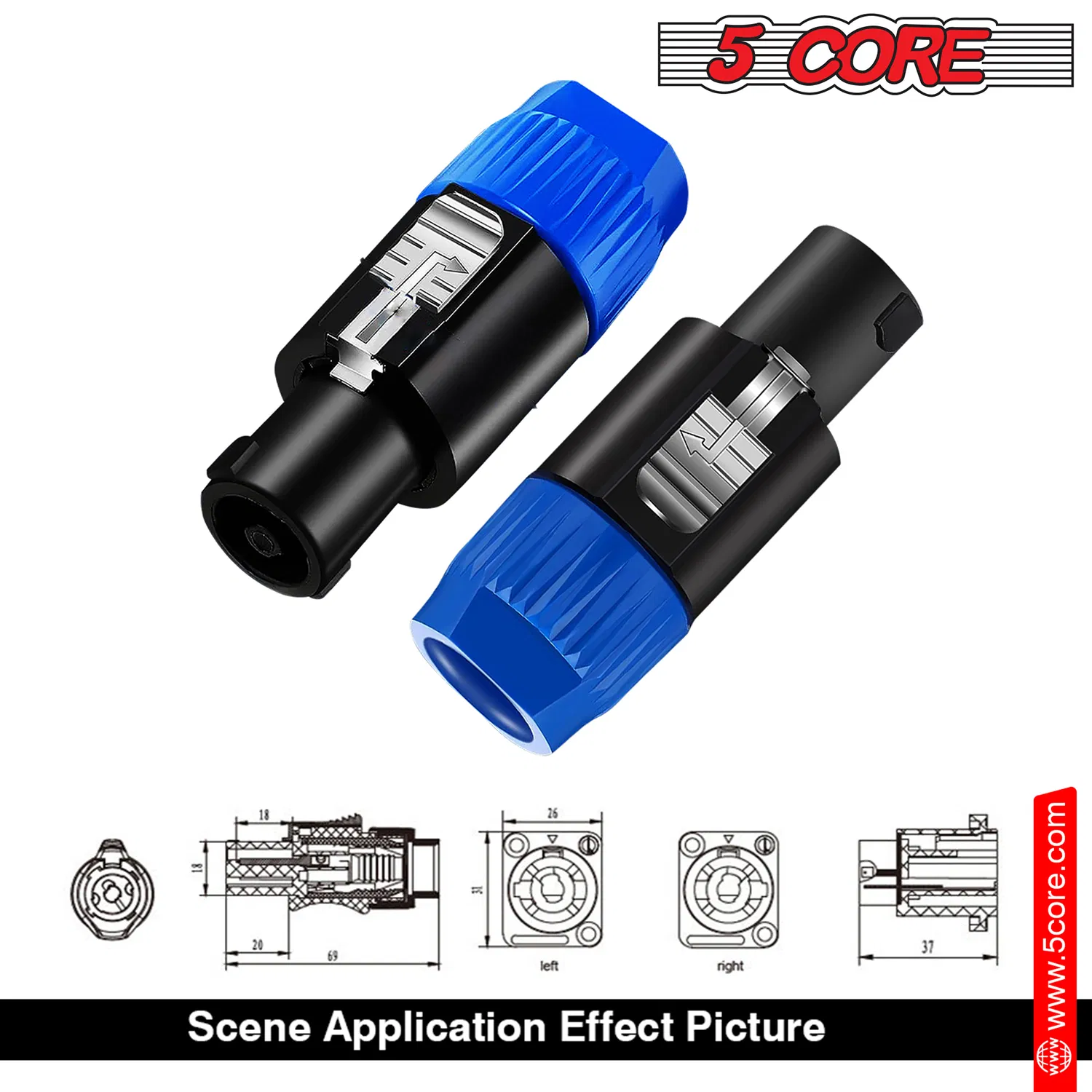 5 Core Speakon Adapter 6 Pack High Quality Audio Jack Male Audio Pin Speaker Adapter Connector photo 3