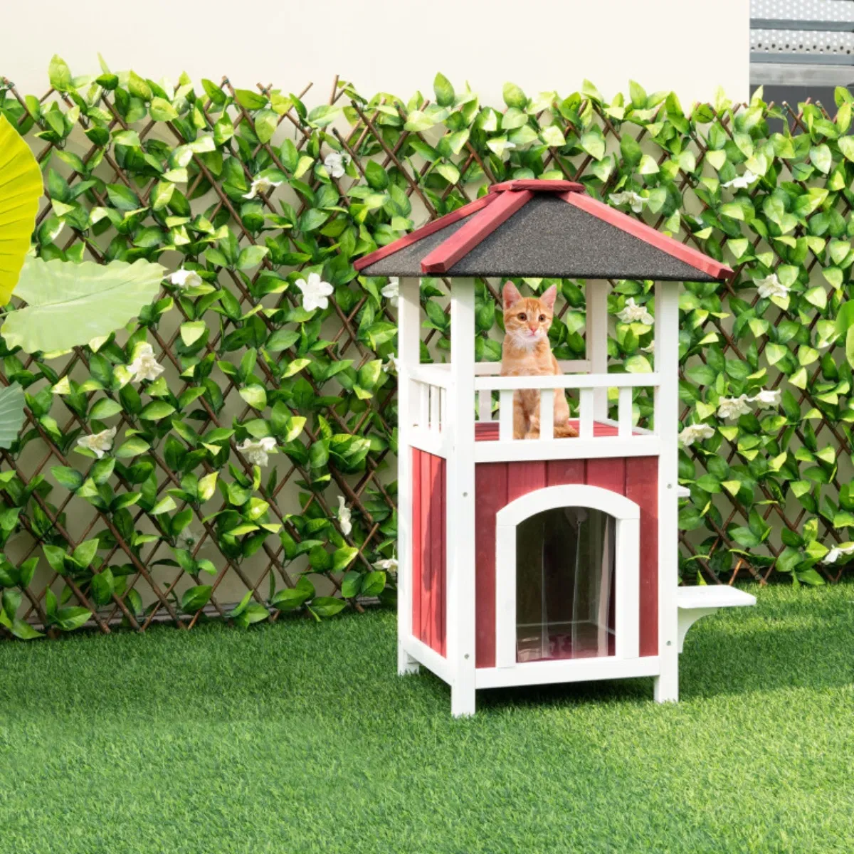 34"H Wooden Cat House photo 6