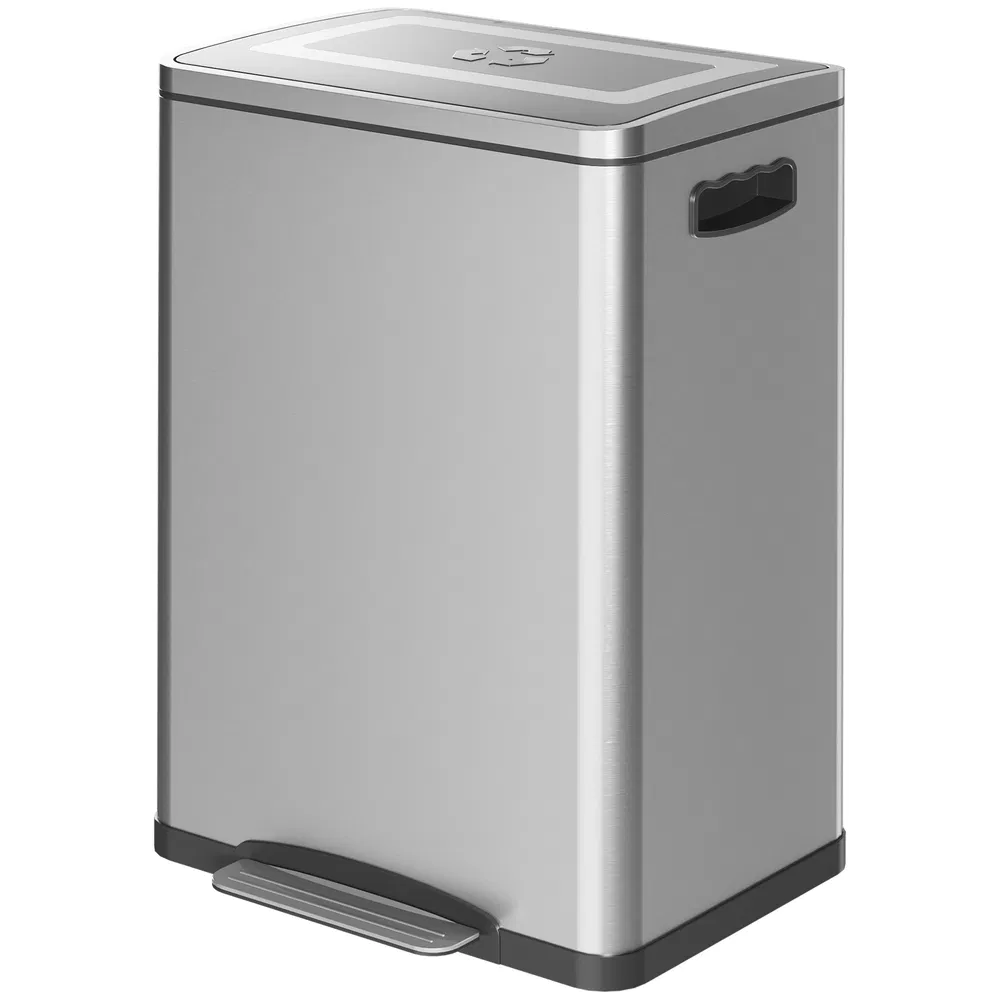 2 x 20 Liter Garbage Bin, Stainless Steel Garbage Can with Soft-Close Lid and Removable Inner Buckets, Silver photo 7