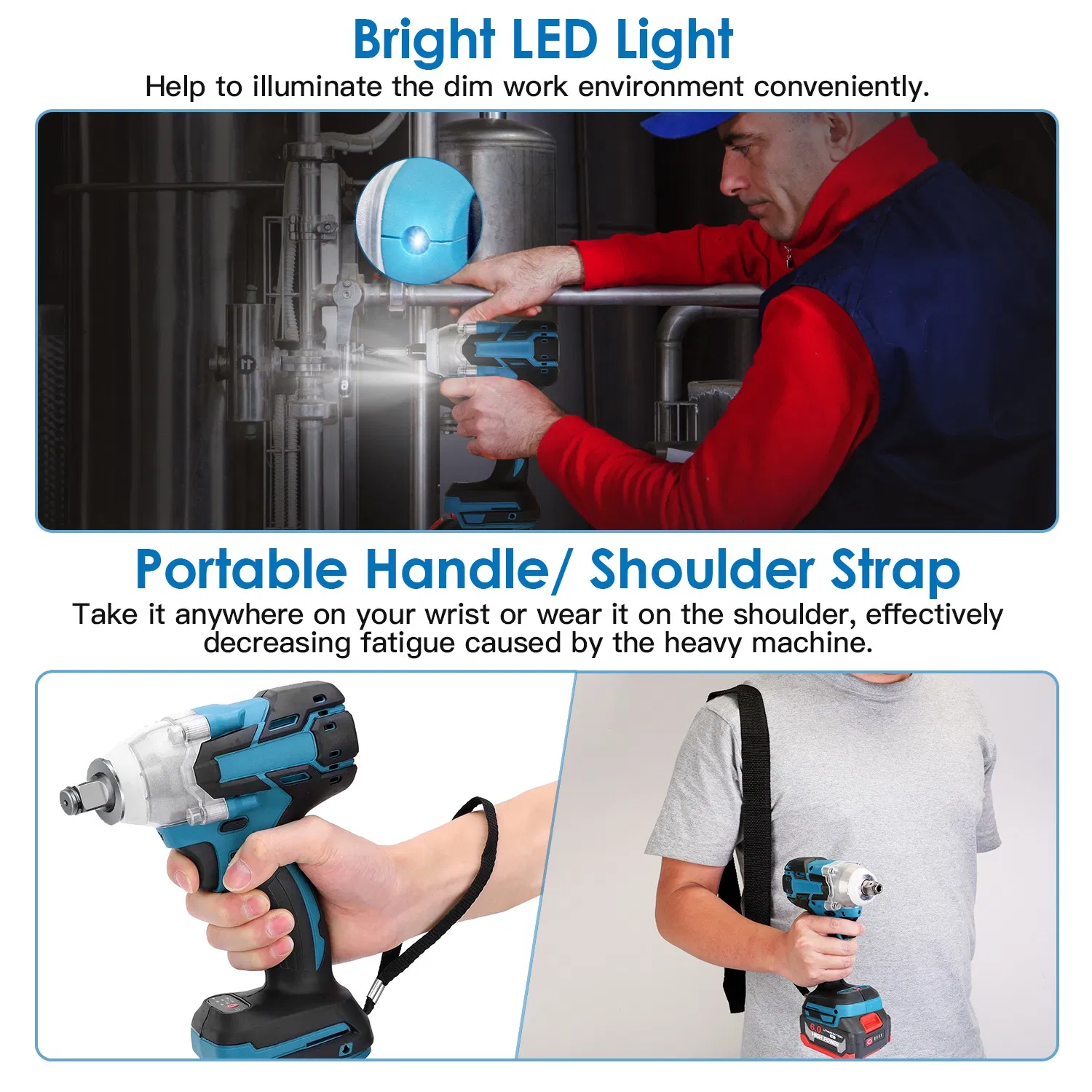 3-In-1 Cordless Electric Impact Wrench Drill Screwdriver with Brushless Motor Max 3450RPM Variable Speed 2Pcs 6.0Ah Batteries 3 Sockets 3 Screwdriver Bits 3 Drill Bits photo 2