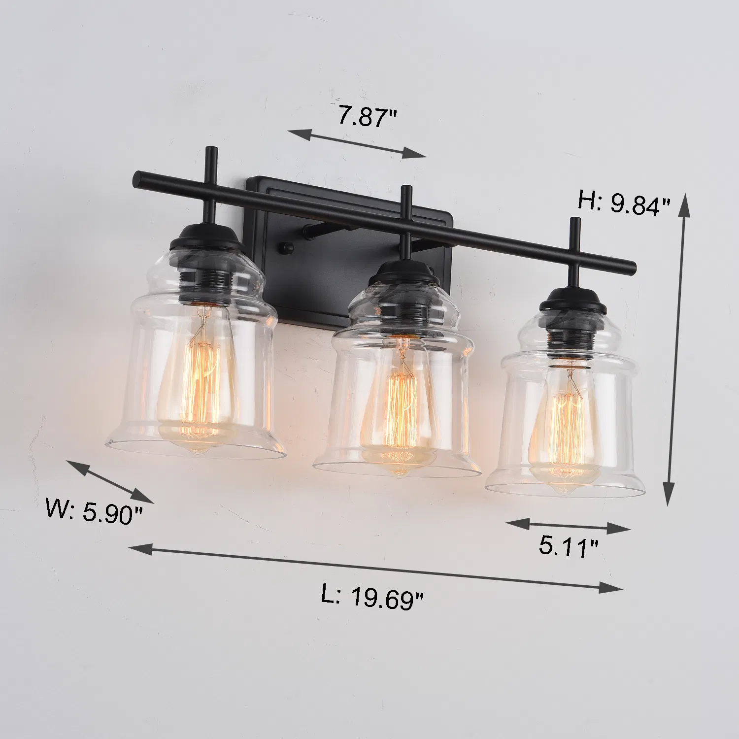 3-Light with Clear Glass Glacier Shade Unique Hand-make Lampshade Industrial Indoor Light Fixtur E26 Socket [No Bulb][Unable ship weekends, TK/TEMU only for pickup] photo 2