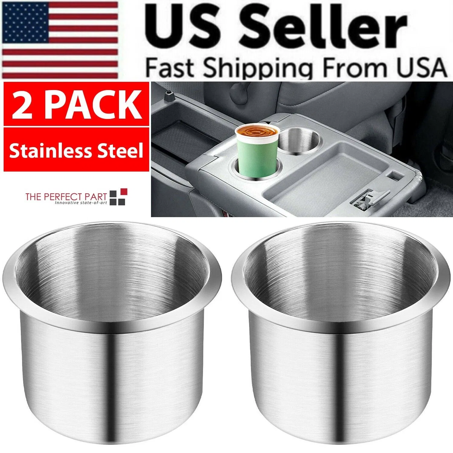 Universal Stainless Steel Cup Drink Holders for Car Boat Truck Marine Camper RV photo 1