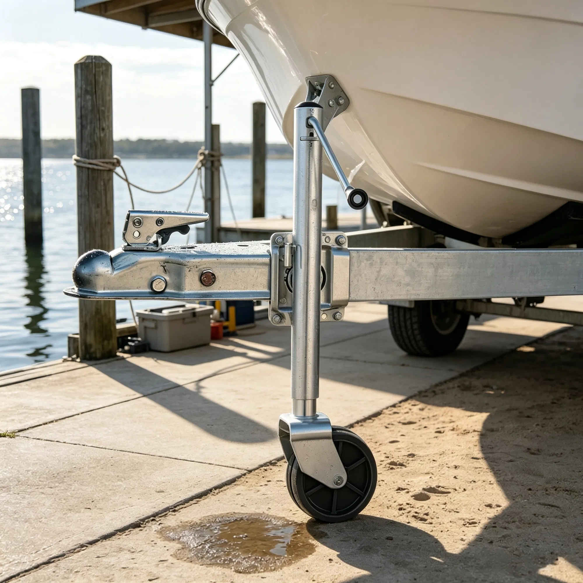2000 lbs Heavy Duty Swivel Boat Trailer Jack with PP Dual Wheel, 15"-27" Lift Range for RV & Utility Trailers photo 5