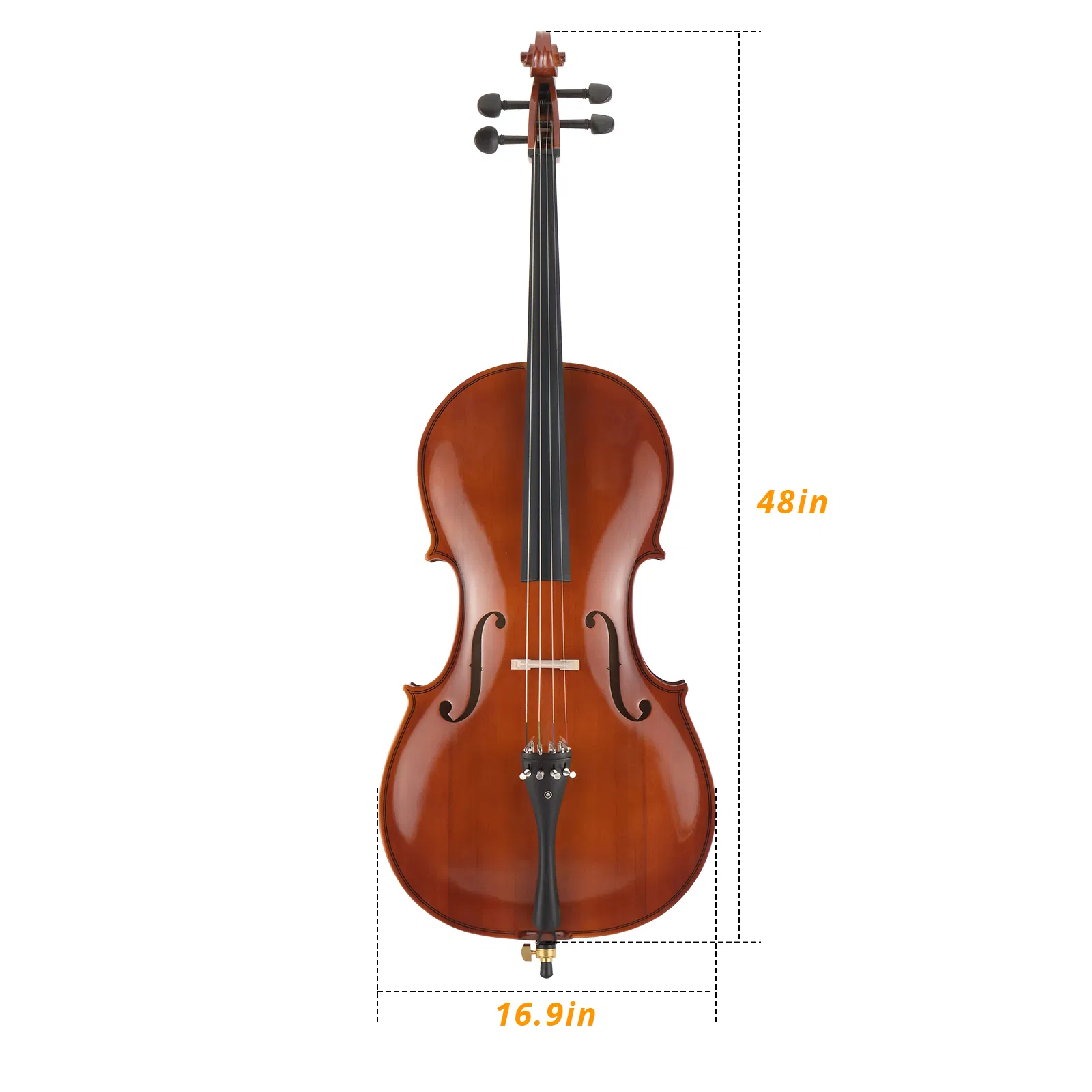 Full Side 4/4 Natural Color Spruce Panel Cello Tiger pattern process with Bag Bow Rosin Bridge Strings photo 6