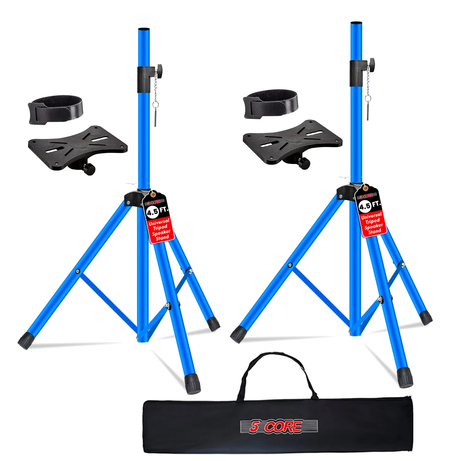 5 Core Speaker Stand Pair Adjustable 31 to 54" PA DJ Tripod Stands Heavy Duty w 35mm Add 132 Lbs photo 1