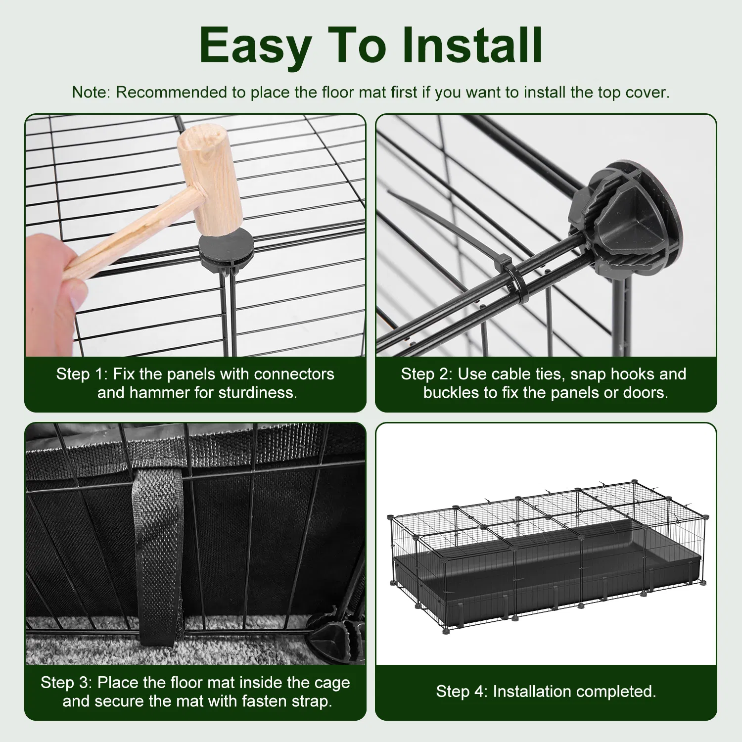 47x24x12" Guinea Pig Cage Small Animal Playpen DIY Metal Pet Enclosure with 20 Panels Waterproof Floor Mat for Hedgehogs Chickens Ducklings Rabbits Hamsters photo 3