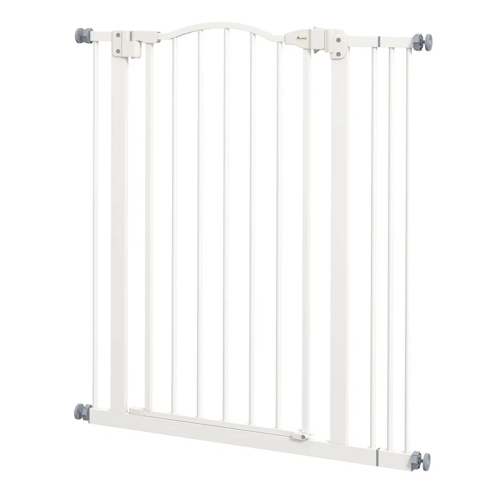 Extra Tall Dog Gate with Door, Pressure Fit, Auto Close, Double Locking for Doorways Hallways Stairs, 29"-34", White photo 7