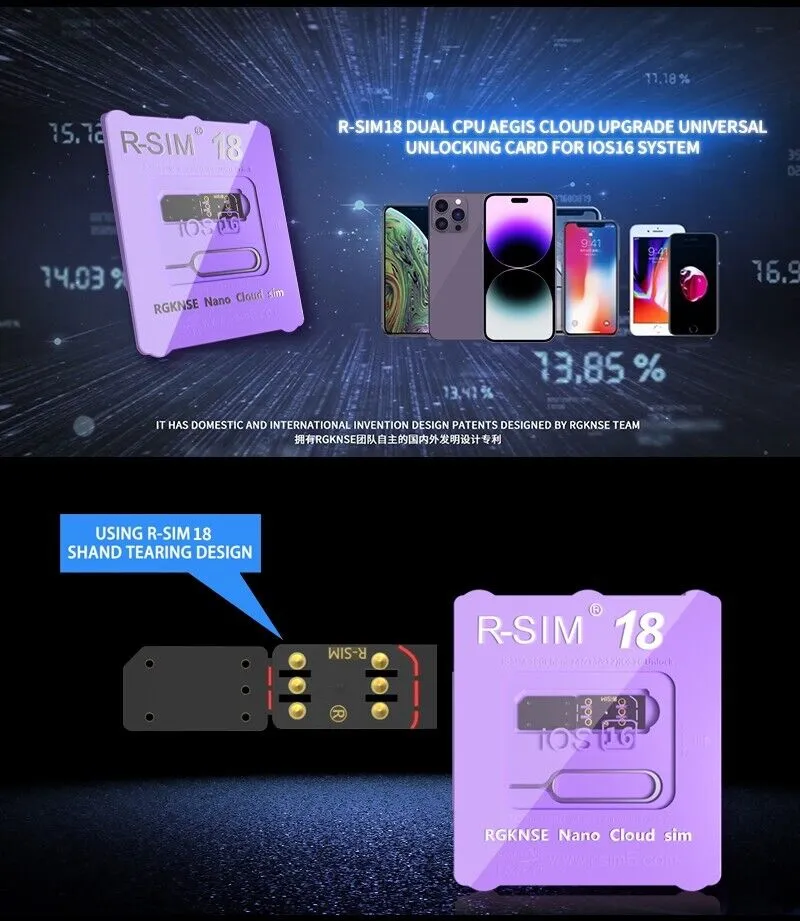 R-SIM18 RSIM 18 Nano Unlock Card For iPhone 14 Plus 13 12 11 Pro Max X XR iOS 16 photo 5