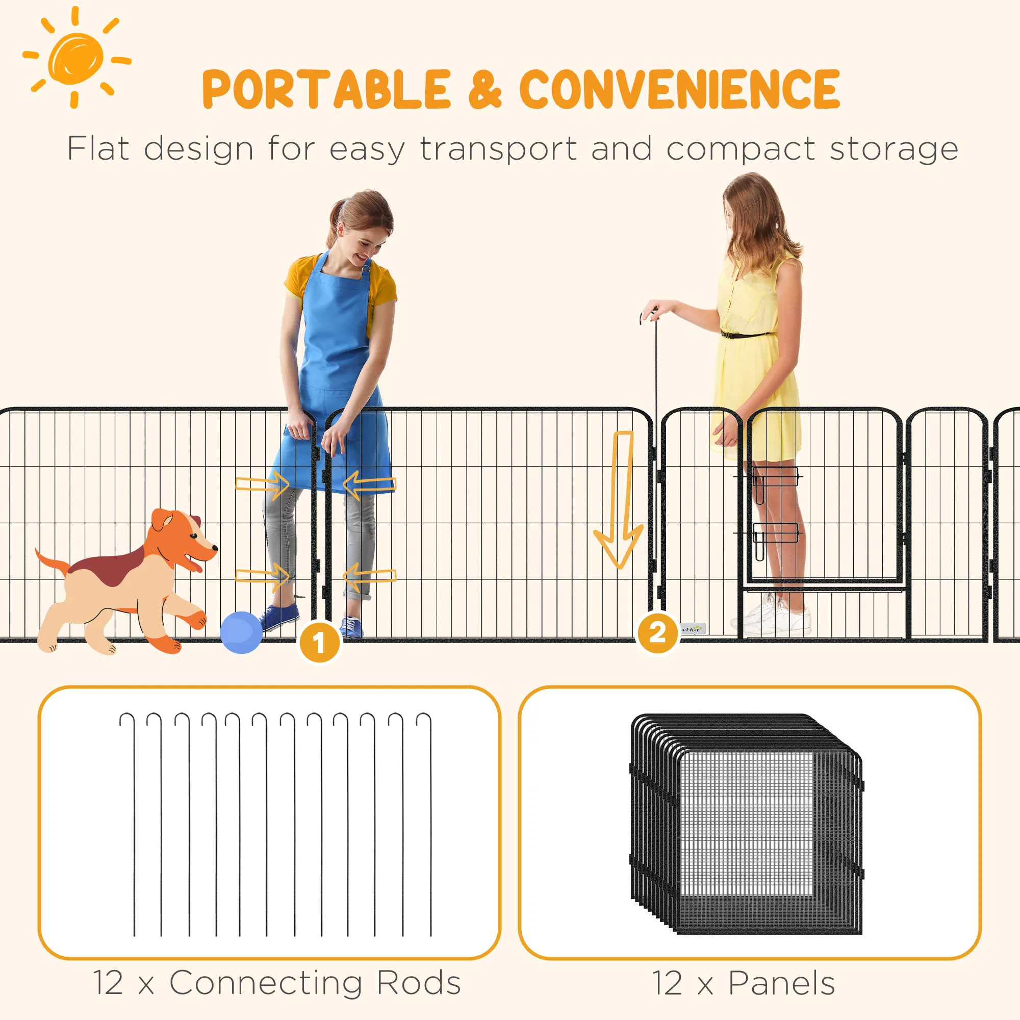 Dog Pen with Gate, 12 Panels Puppy Playpen, Dog Fence, 31.5"H photo 6