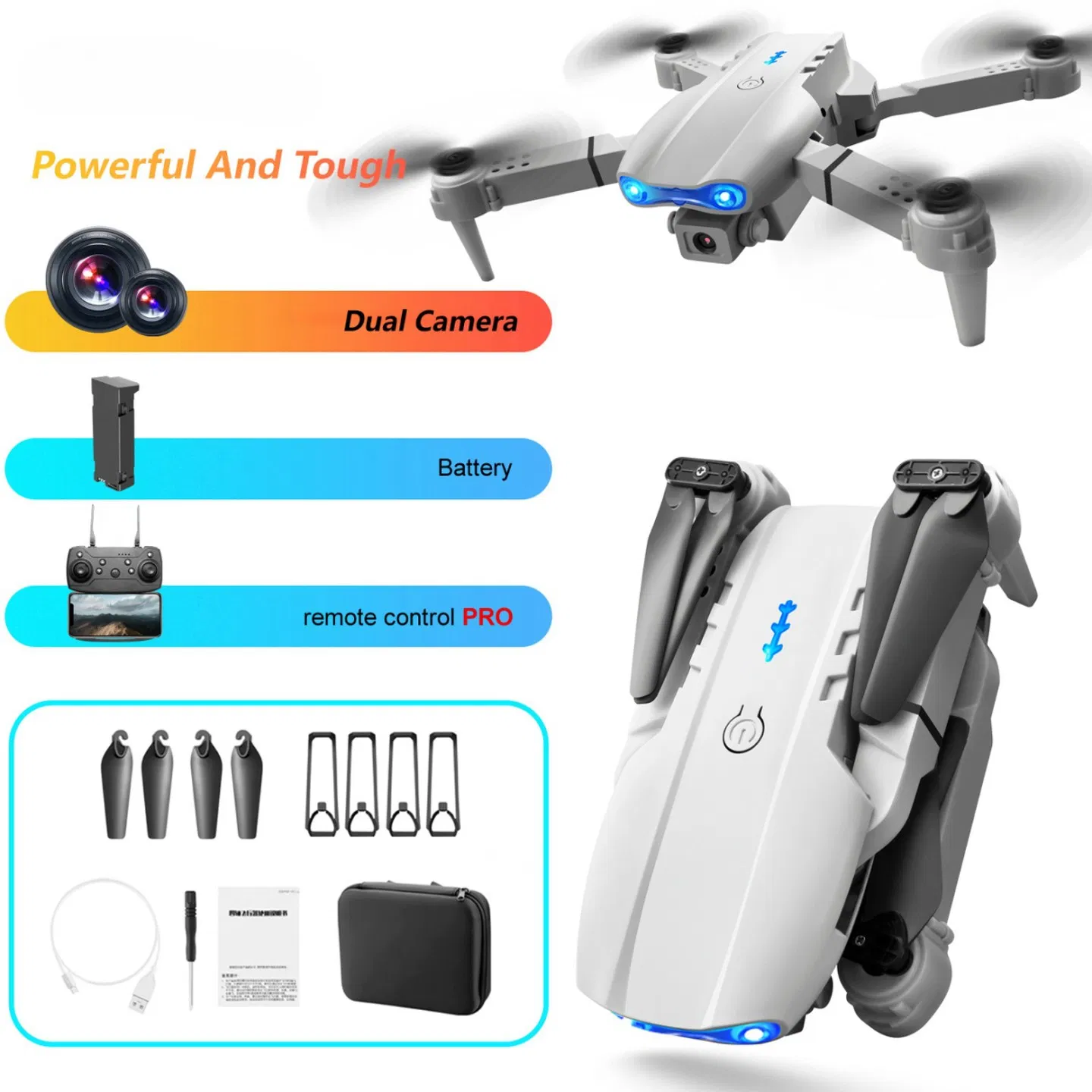 E99 dual-camera aerial photography drone, capable of shooting in high-definition with dual cameras. Equipped with a portable storage bag and a complete set of accessories, it records wonderful moments photo 1