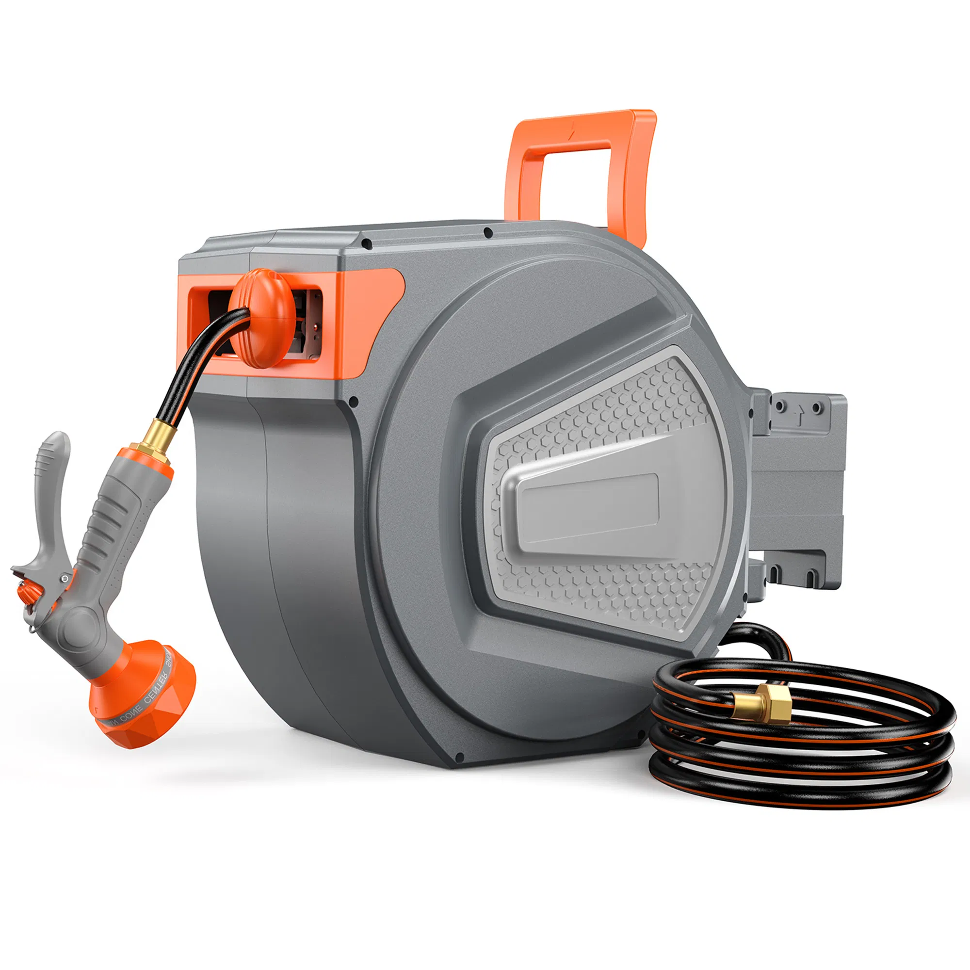 Auto Rewind Retractable Hose Reel, Wall Mounted with 180° Swivel, Multi-Function Spray Nozzle for Outdoor Watering photo 3