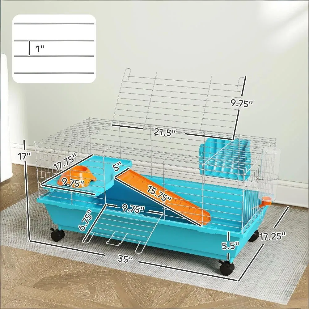 Small Animal Cage, Rolling Bunny Cage, Guinea Pig Cage photo 2