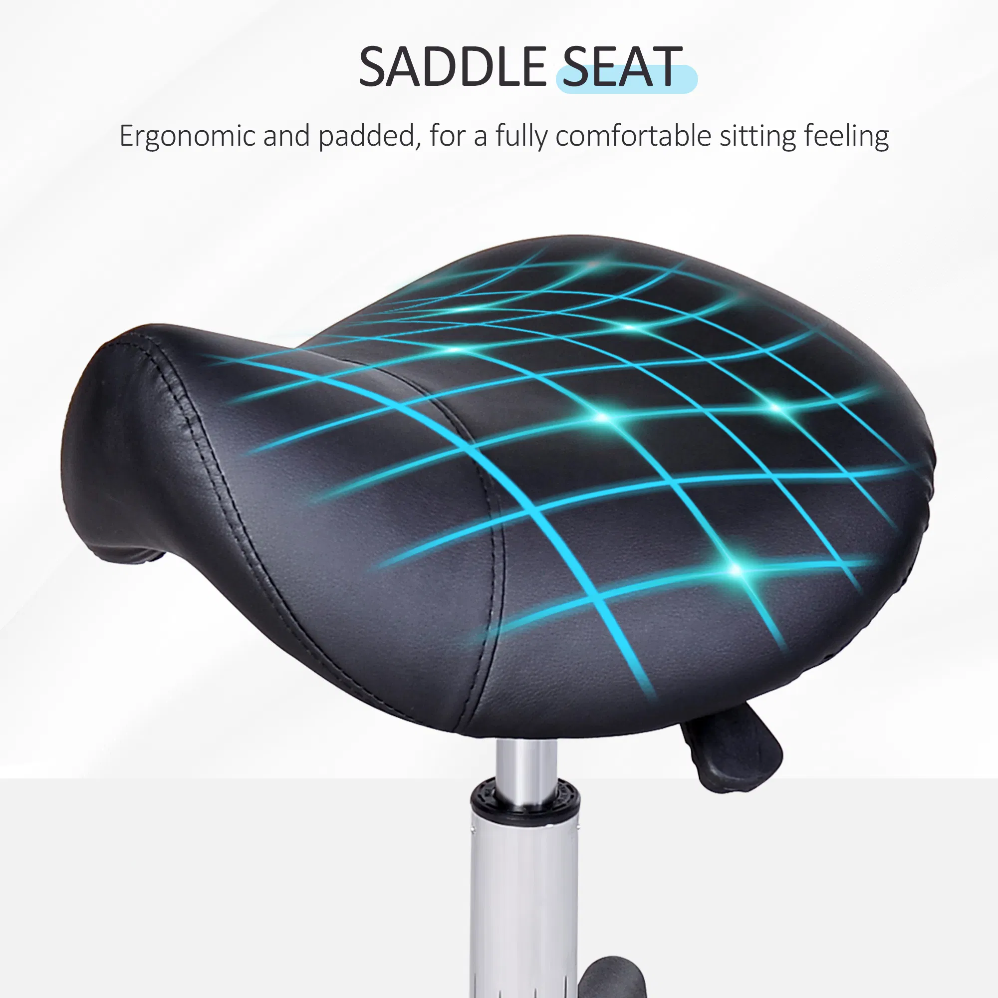 Hydraulic Swivel Salon Stool Adjustable Massage Facial Spa Beauty Saddle Chair Black photo 3