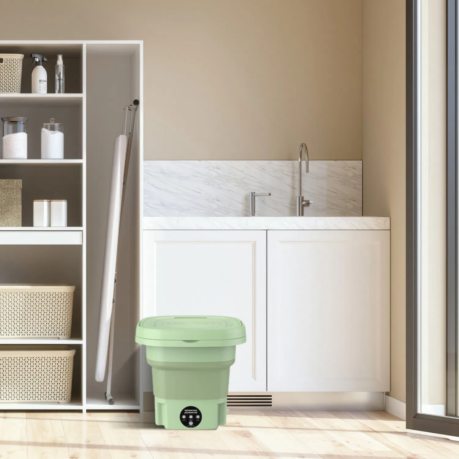 8L Foldable Mini Washing Machine,Portable Compact Washer with 3 Adjustable Modes,Semi-Dehydration,Detachable Drain Basket for Socks,Underwear,Baby Garments Home Travel Use photo 3