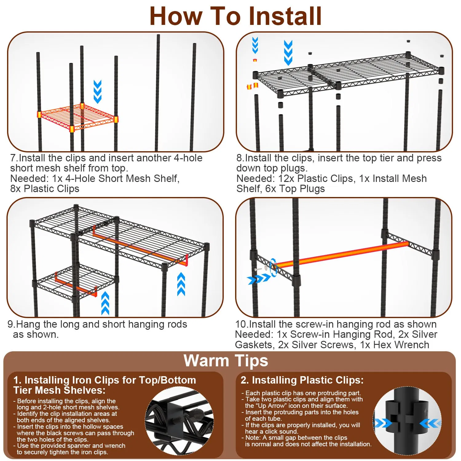 4 Tier Heavy Duty Garment Rack with Wheels Carbon Steel Clothing Rack Portable Wardrobe Clothes Rack with 3 Hanging Rods 6 Footrests 44.9x17.13x77.95in photo 7