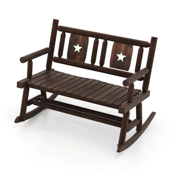 Wooden double rocking chair garden double sofa photo 1