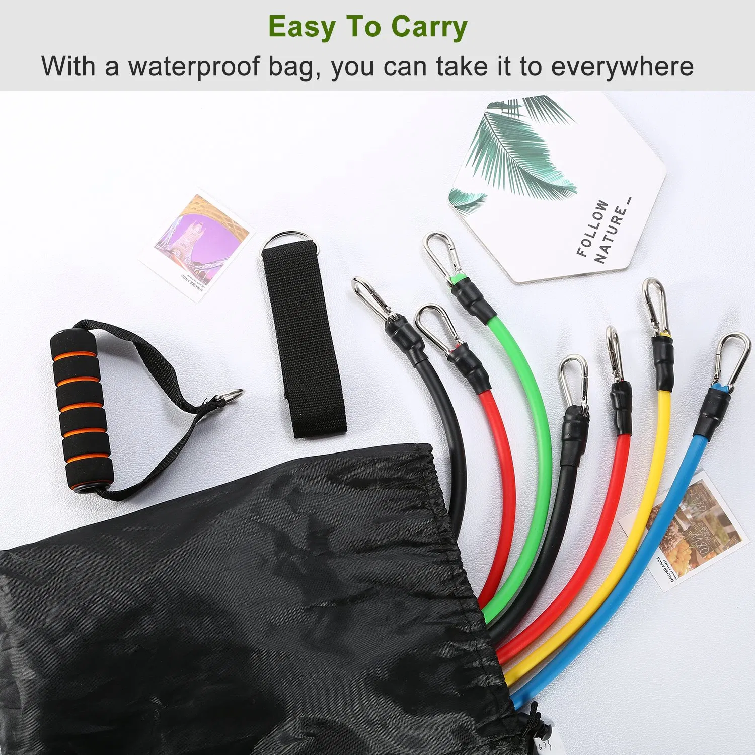 11Pcs Resistance Bands Set Fitness Workout Tubes Exercise Tube Bands Up to 100lbs w/ Door Anchor Handles Ankle Straps for Physical Training Yoga Pilates photo 6