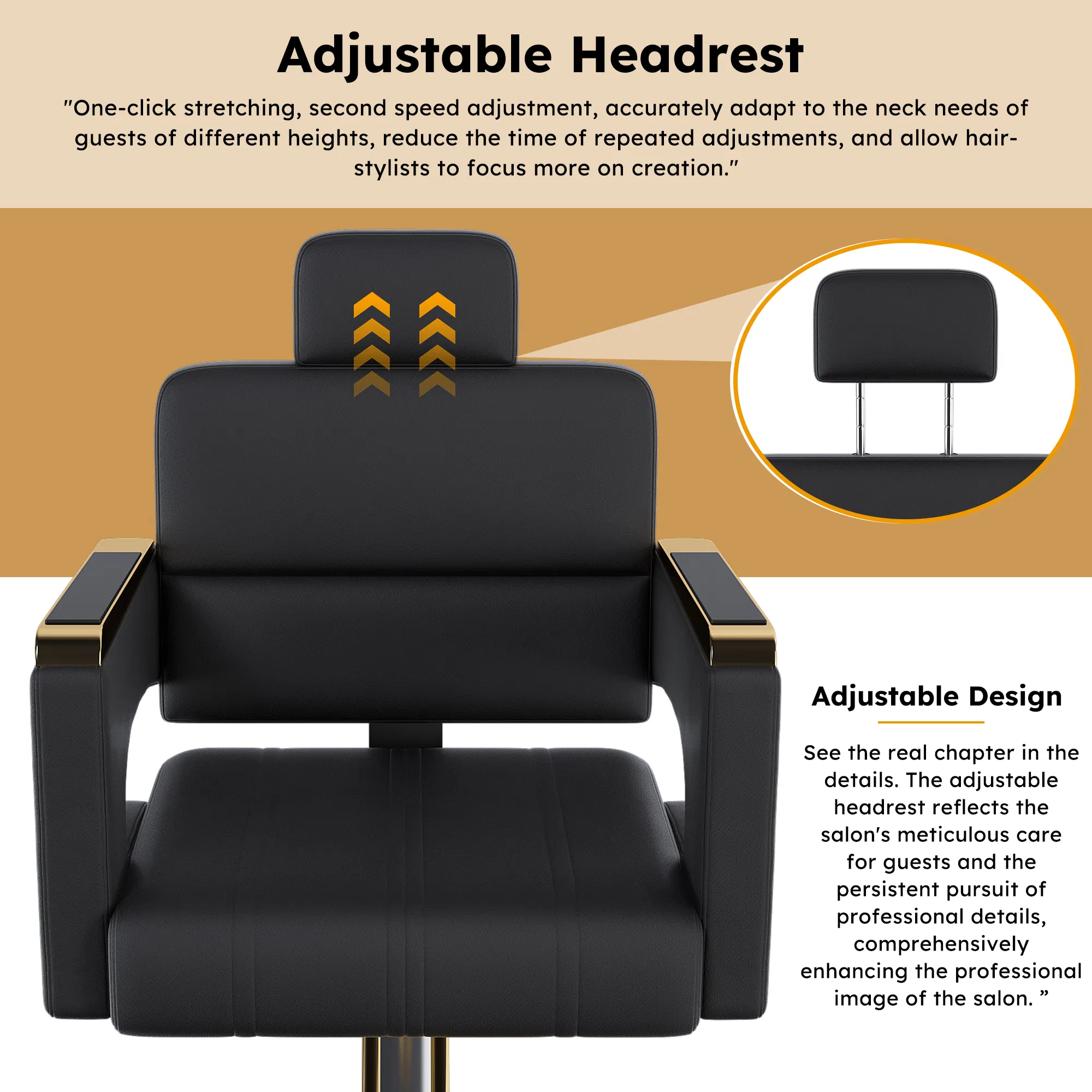 Professional Hydraulic Barber Chair - 360° Swivel with Adjustable Height, Stainless Steel Armrests & Reclining Backrest for Salon & Barber Shop photo 3