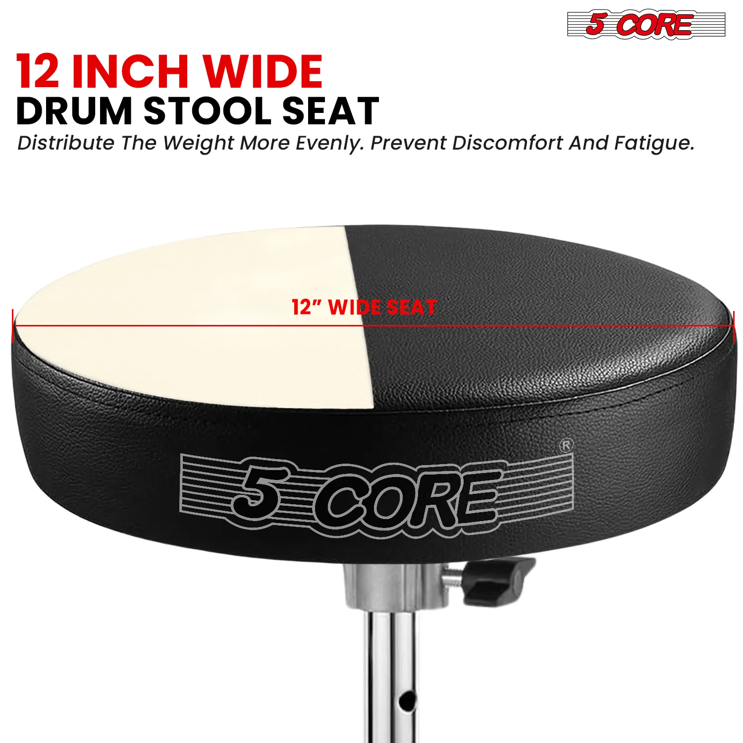 5 Core Drum Throne 3 Inch Thick Padded Comfortable Guitar Stool Double Braced Drummer Chair Height Adjustable Musician Seat For Adults And Kids photo 2