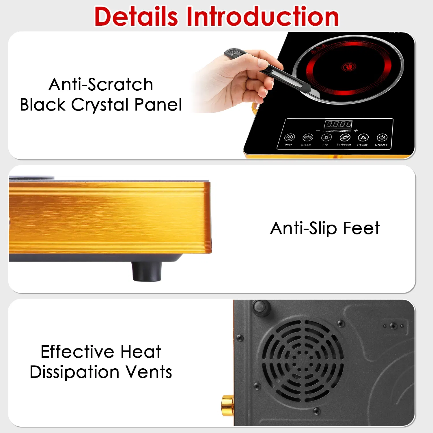 Portable Electric Double Burner 7000W, 110V Countertop Hot Plates with Smooth Heat-Resistant Glass Surface (Easy to Clean), 4 Preset Cooking Modes, 0-4H Timer for Camper/Studio/Office photo 8