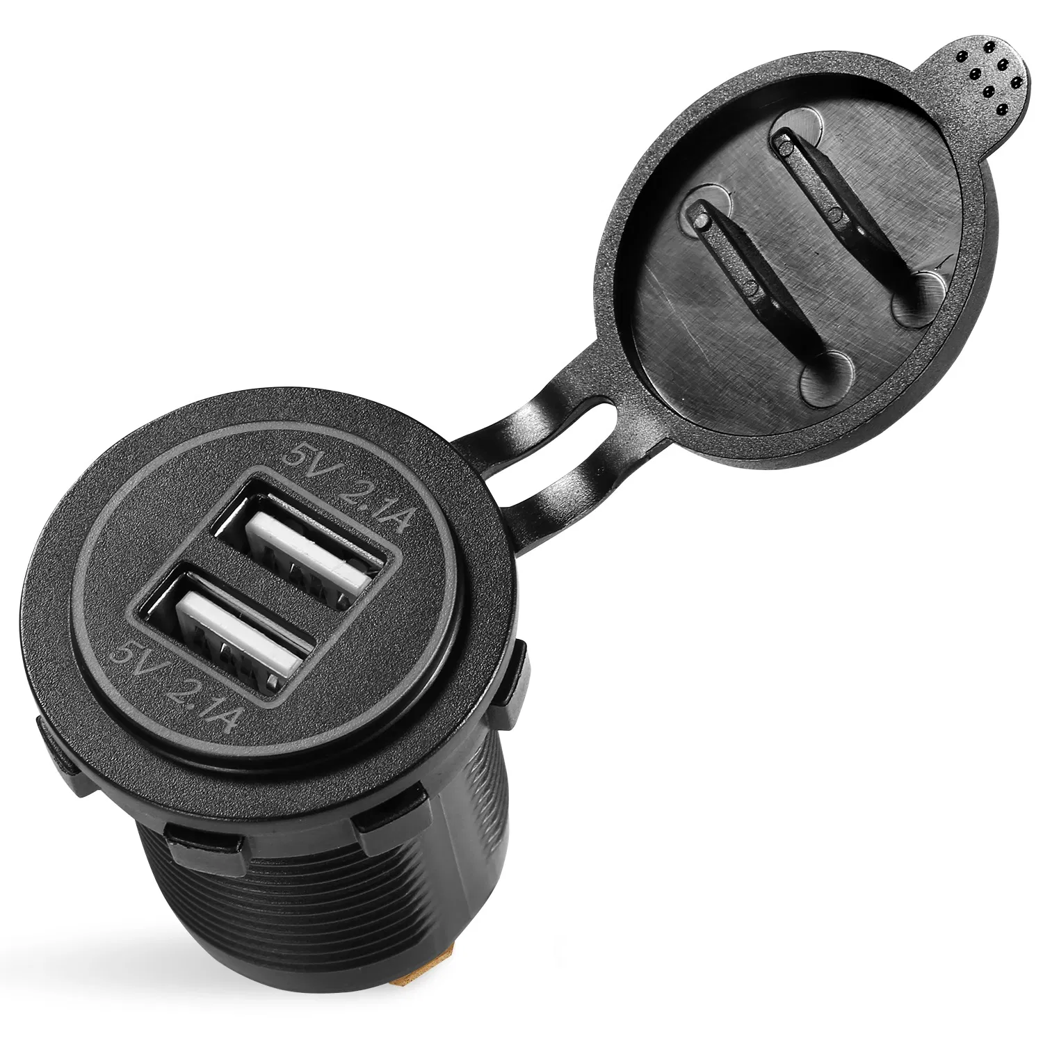 1Pc 2 USB Charger 12V 24V Car Cigarette Lighter Socket Splitter Dual USB 2.1A Outlet Car Charger IP65 waterproof for Car Boat Marine Mobile photo 4