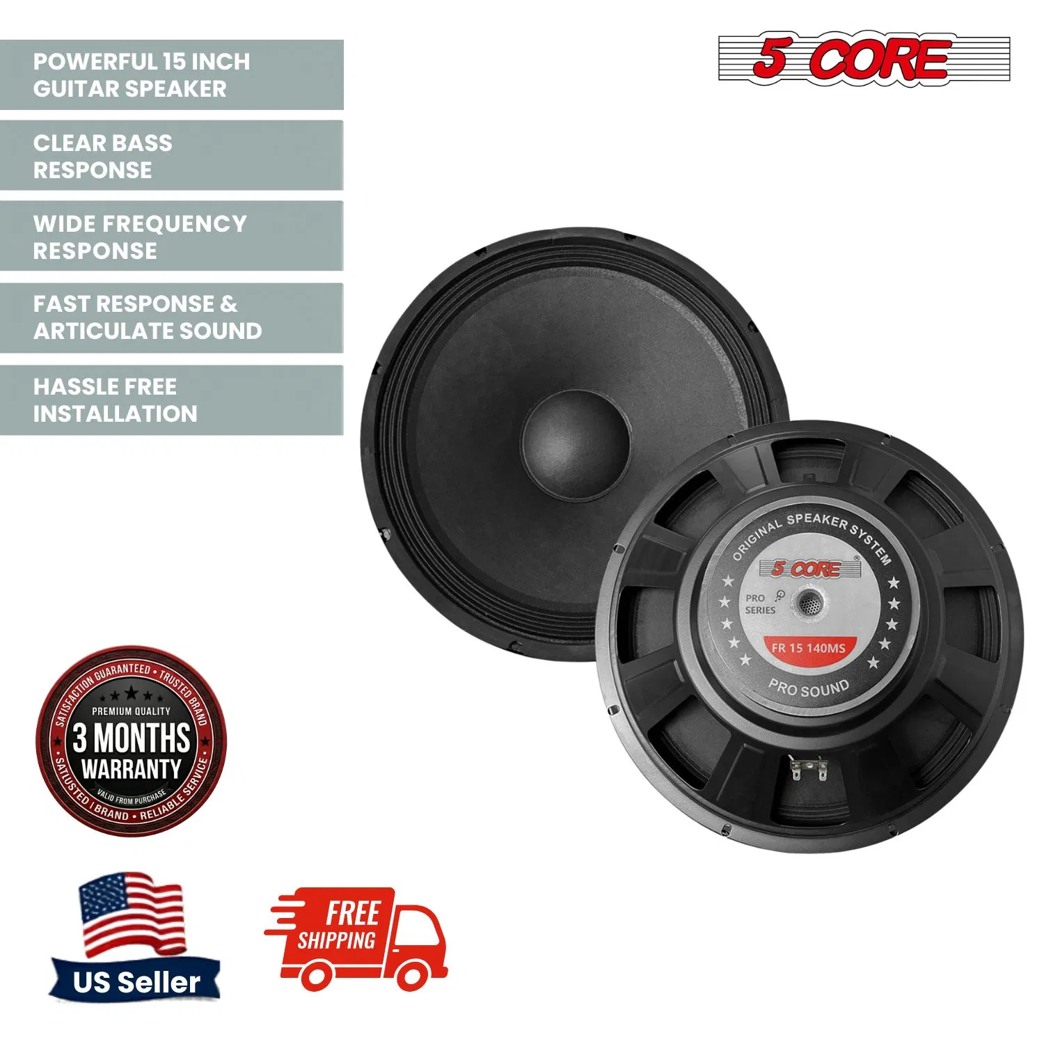 5 Core 15 Inch Guitar Speaker 4/8 Ohm Replacement Amplifier Driver photo 6