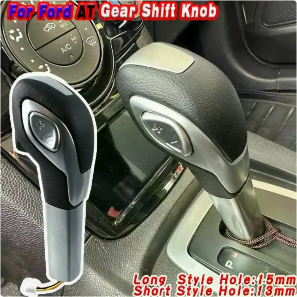 Automatic Gear Shift Knob With 3Pin Wiring Harness ABS Leather Chrome Shifter Replacement For Ford Focus Kuga Mondeo Fusion Ecosport Edge 13mm 15mm Hole With Without photo 3