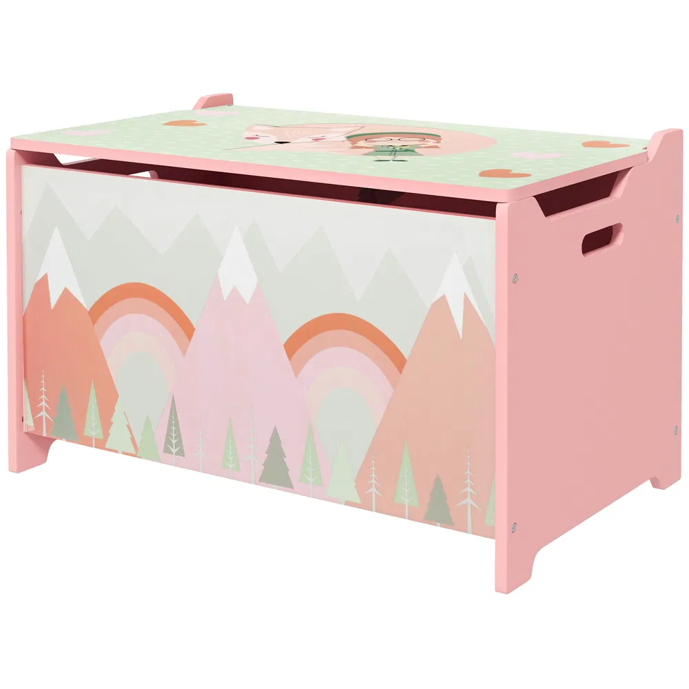 Toy Box with Lid, Toy Chest Storage Organizer for Bedroom with Safety Hinge, Pink photo 7
