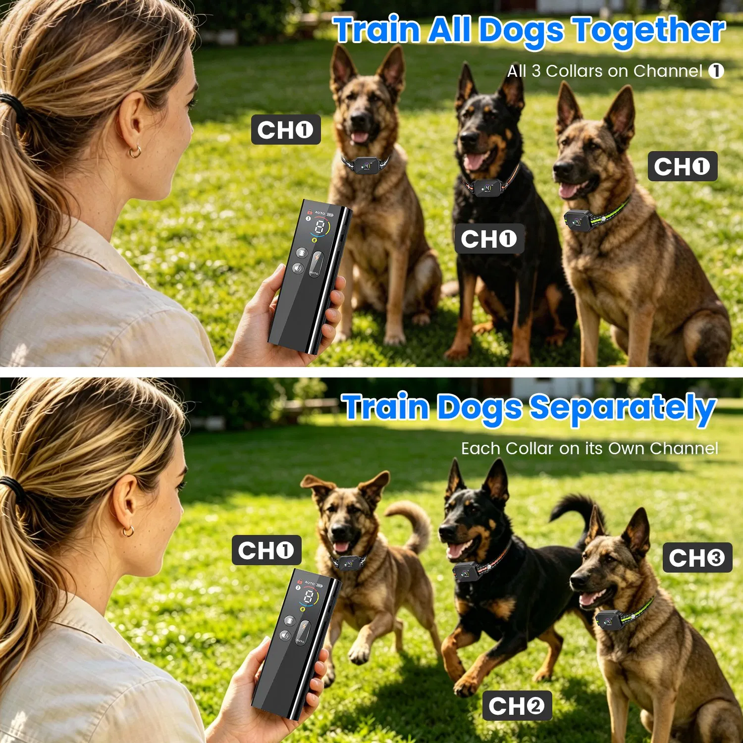 2-in-1 Dog Shock and Bark Collar Dog Training Collar with Remote 1/2/3 Collars(Options) Rechargeable IP68 Waterproof with 3 Channels for Medium and Small Dogs photo 6
