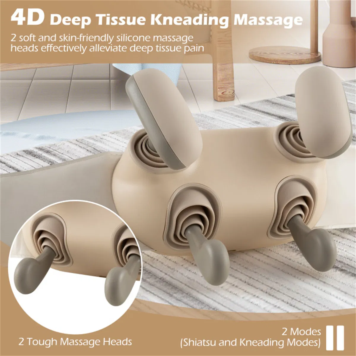Neck Shoulder Massager - 4D Deep Tissue Kneading, 2 Modes & 2-Level Heat (104-113°F), Hands-Free Straps for Home/Office/Travel photo 7