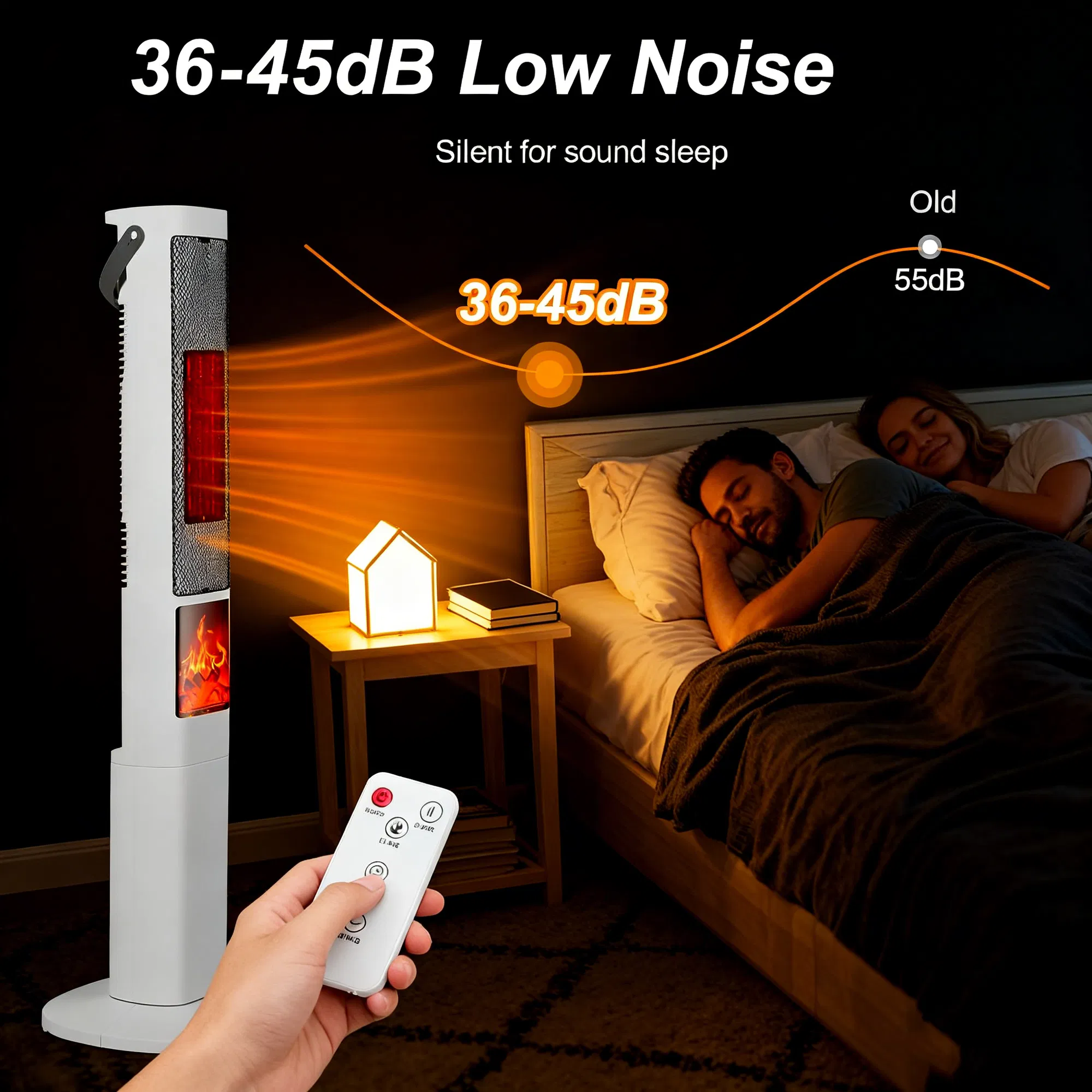 3-in-1 Quiet Space Heater - 120° Wide Coverage, 3D Fireplace Effect, Timer & Remote, Portable Indoor Heater with Multiple Protections photo 4
