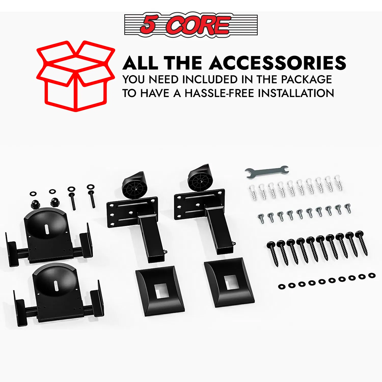 5 CORE Speaker Wall Ceiling Mount Stand 2Pcs Black Sturdy Speaker Mounting Bracket w Adjustable Swivel Tilt Retractable Telescopic Arm for Surround Sound Satellite Speakers photo 4