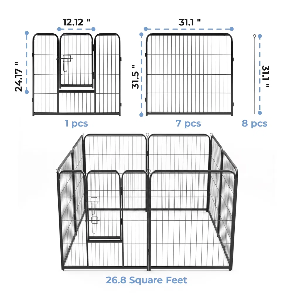 Dog Playpen Indoor Fence Height Metal Exercise Pen with Door Small Puppy/Medium/Large Dogs Animal Pet for Outdoor, Garden, Yard(Shipment from Walmart) photo 4