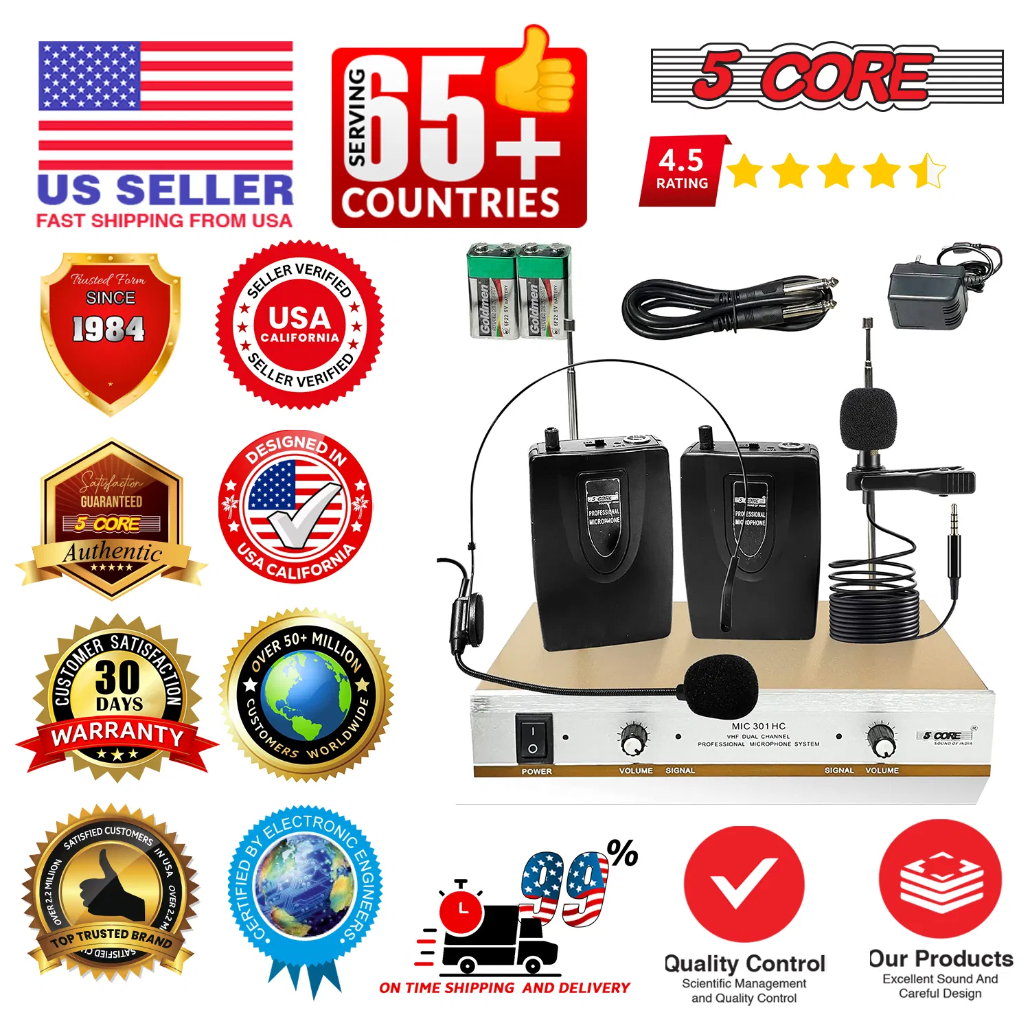 5 Core Wireless Microphone System Professional Mic for On Stage Studio photo 2