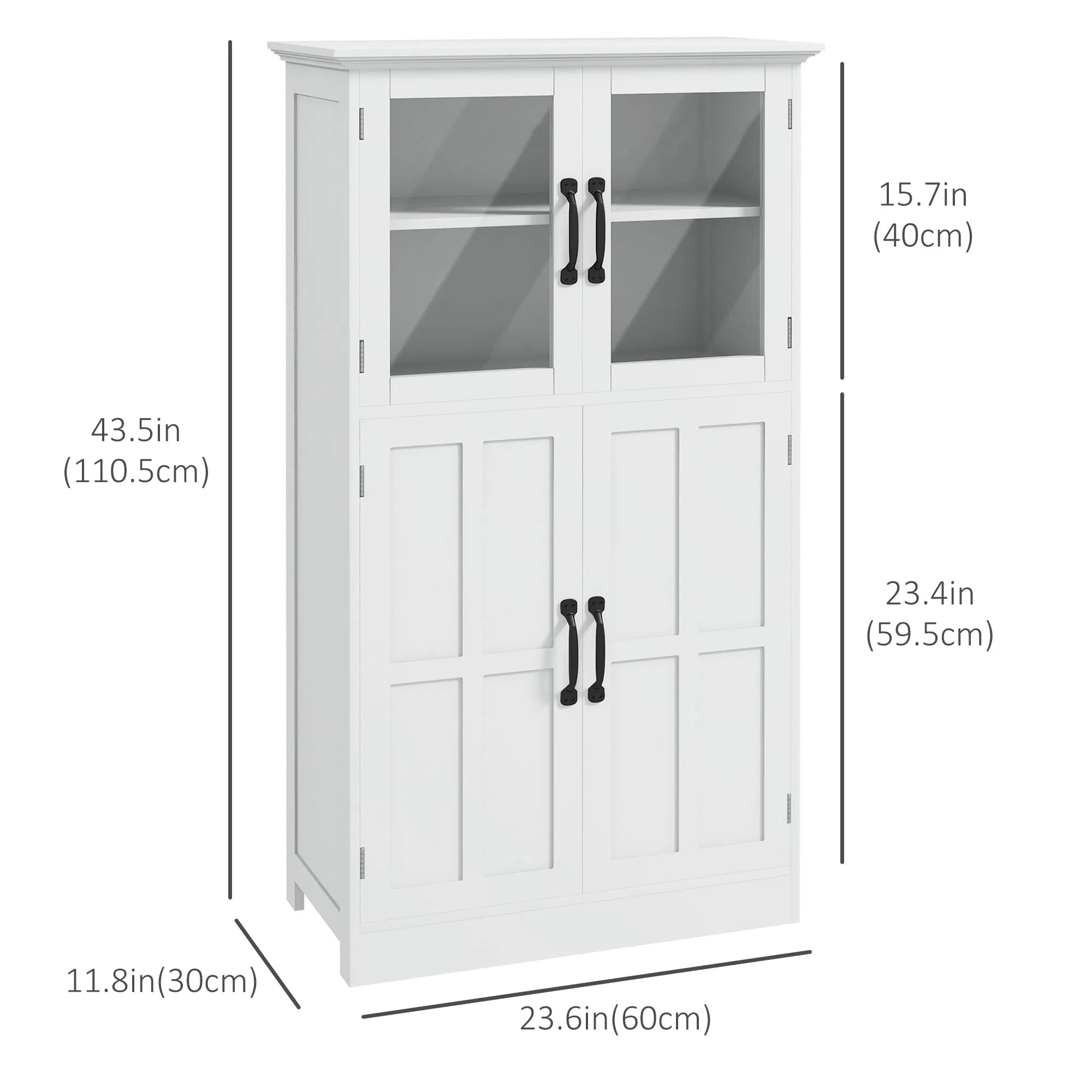 Modern Sideboard Cabinet, Freestanding Sideboards and Buffets with Glass Doors, 4-tier Shelving and Adjustable Shelves photo 6