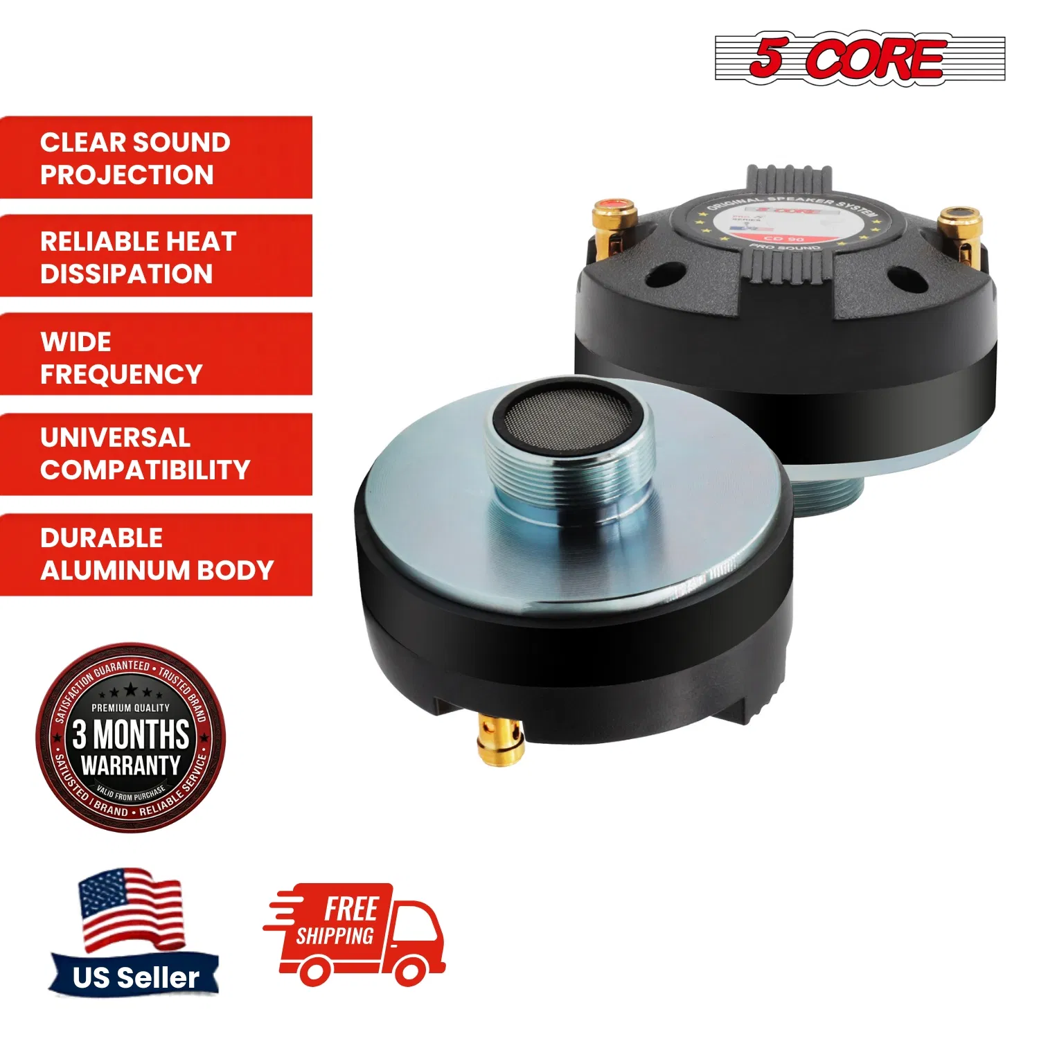 5 Core Compression Driver 1/1.3/1.75/2 Inch 8Ohm Titanium PA Horn Tweeter photo 6