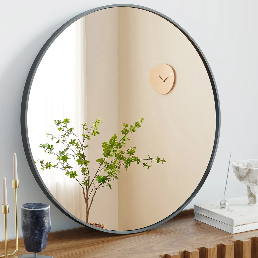 Black Round Wall Mirror 20-30 Inch, Bathroom Mirrors for Over Sink, Circle Mirror for Bathroom, Entryway, Bedroom, Vanity photo 8