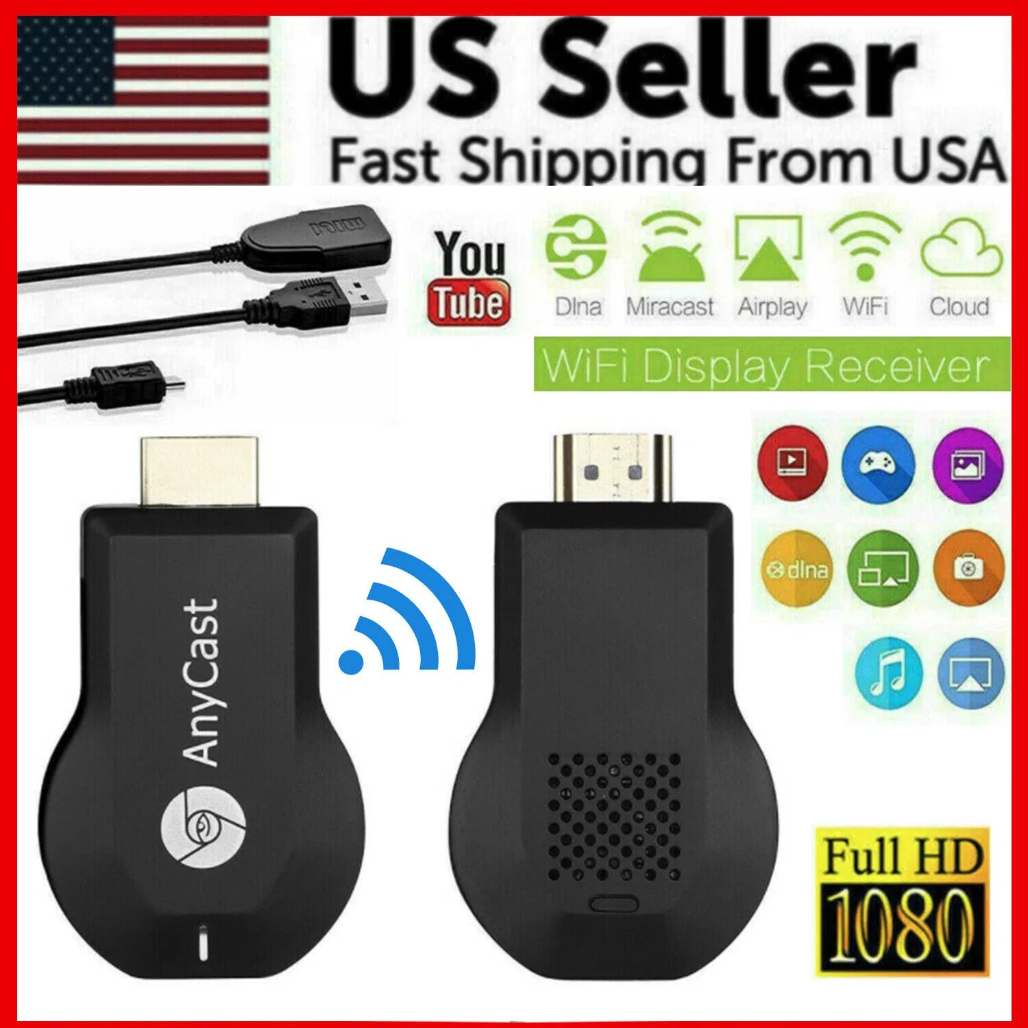 4K WiFi HDMI Anycast Miracast Airplay TV Wireless Display DLNA Dongle Adapter photo 1