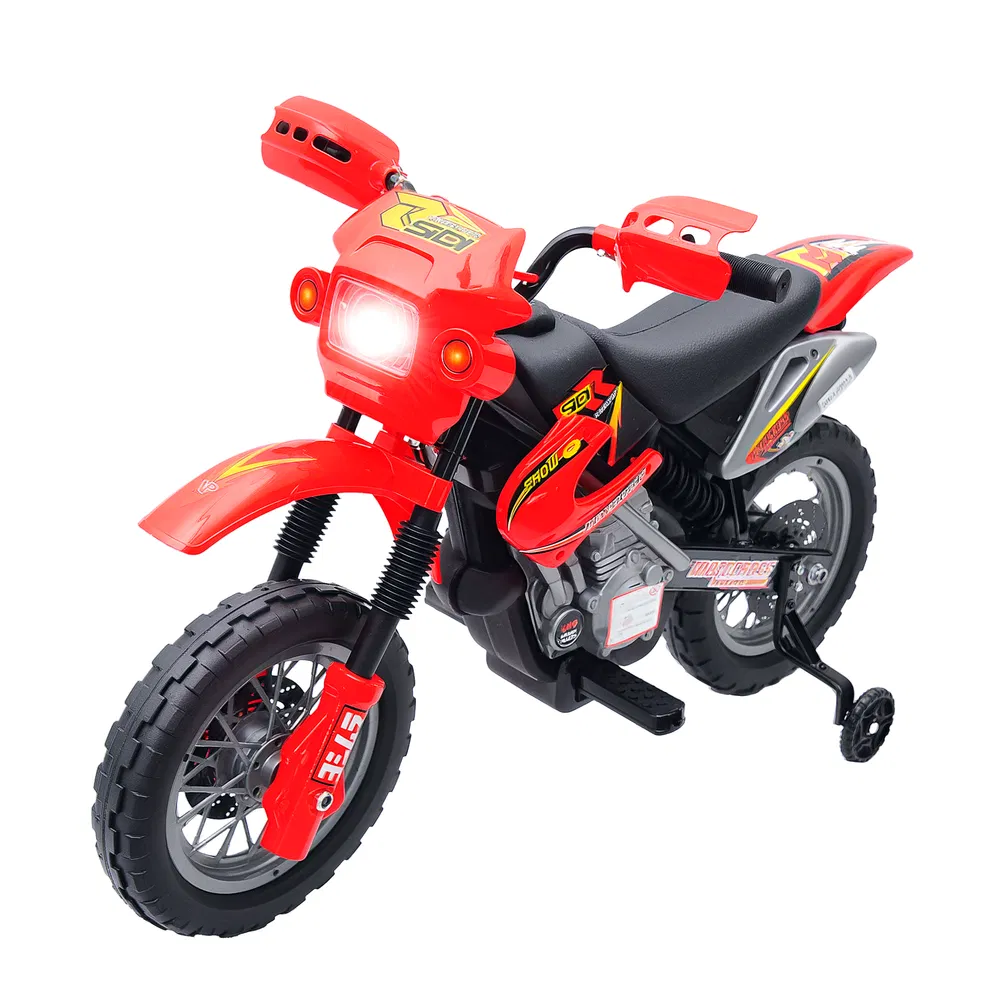 6V Kid Electric Ride On Motorcycle Powered Dirt Bike Battery Scooter For 3-6 Year Old Kids Toddlers W/ Training Wheels Red photo 7