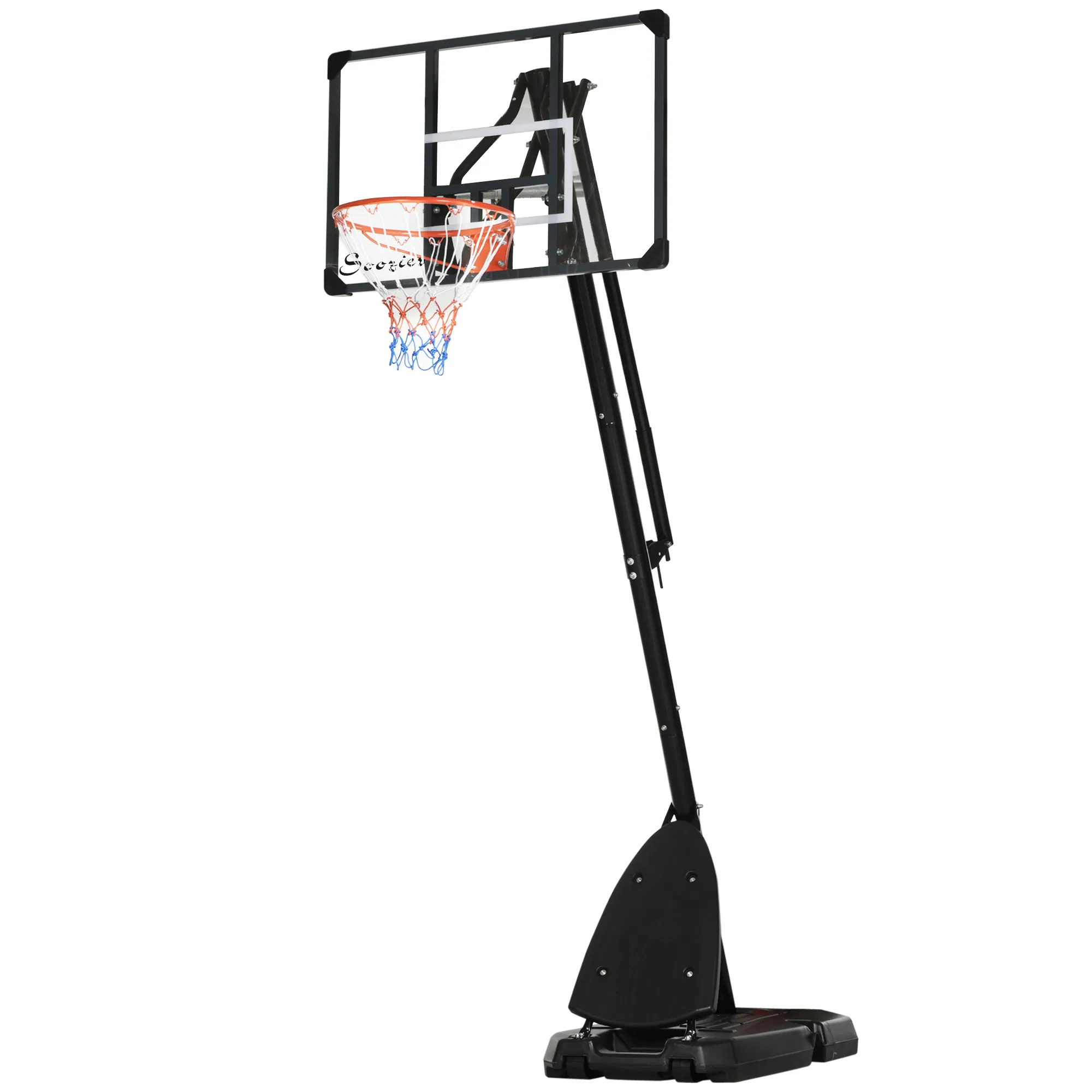 Outdoor Portable Basketball Hoop and Stand with Backboard Weighted Base Wheels, 115.4"-137.8" Height Adjustable photo 1