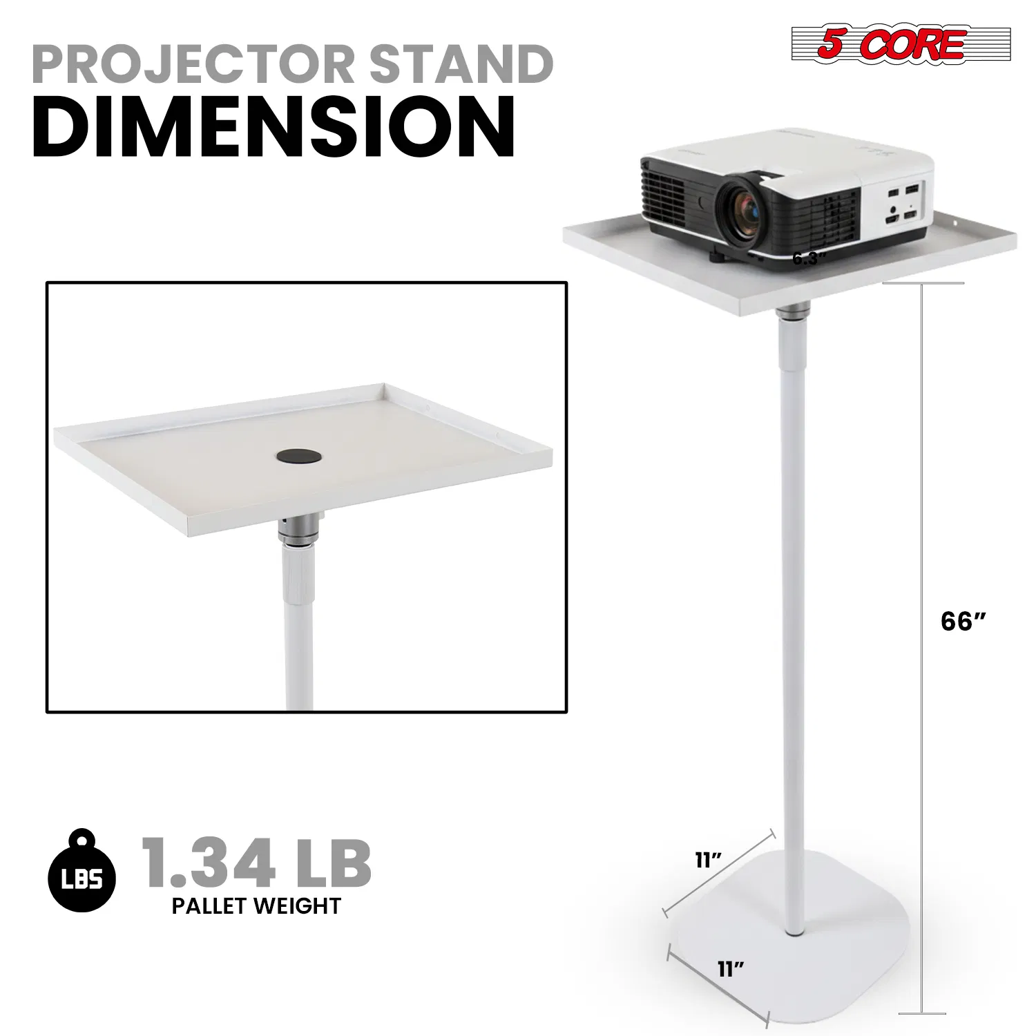 Projector Stand Height adjustable 28"-52" Tall Floor Stands w 3 Mounting Options 360?Rotatable Ball Head Heavy Duty Multipurpose Soporte Para Proyector for Home Office photo 2
