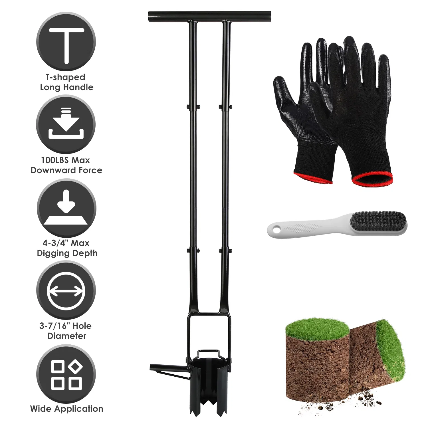 Ergonomic Long Handle Bulb Planter, 5-in-1 Multifunctional Garden Planting Tool for Effortless No-Bend Digging photo 5