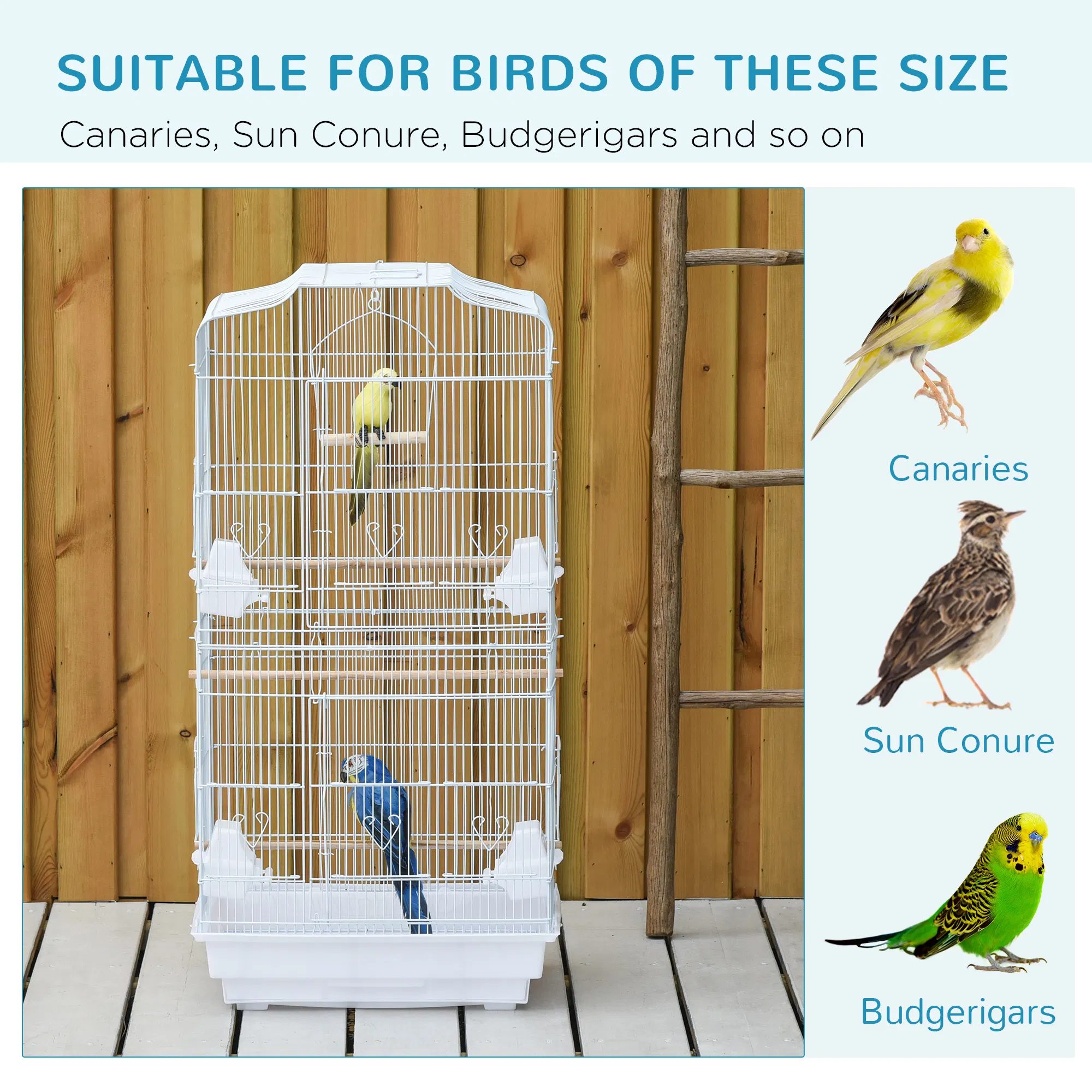 36" Bird Cage, Macaw Play House, Cockatoo, Parrot, Finch Flight Cage, 2 Doors, Perch 4 Feeder Pet Supplies, White photo 5