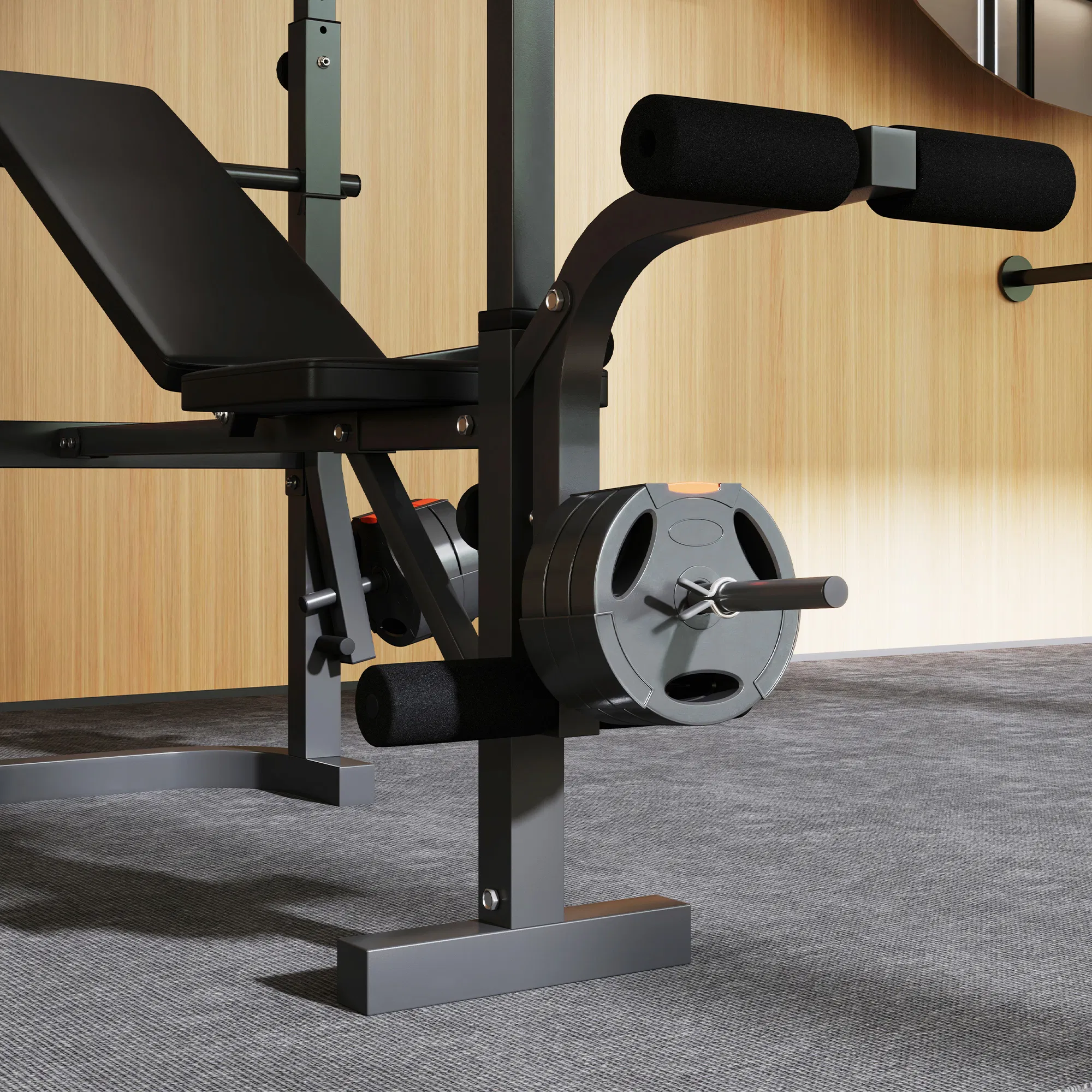 Adjustable Weight Bench with Press Rack, Preacher Curl & Lat Pull Down photo 6