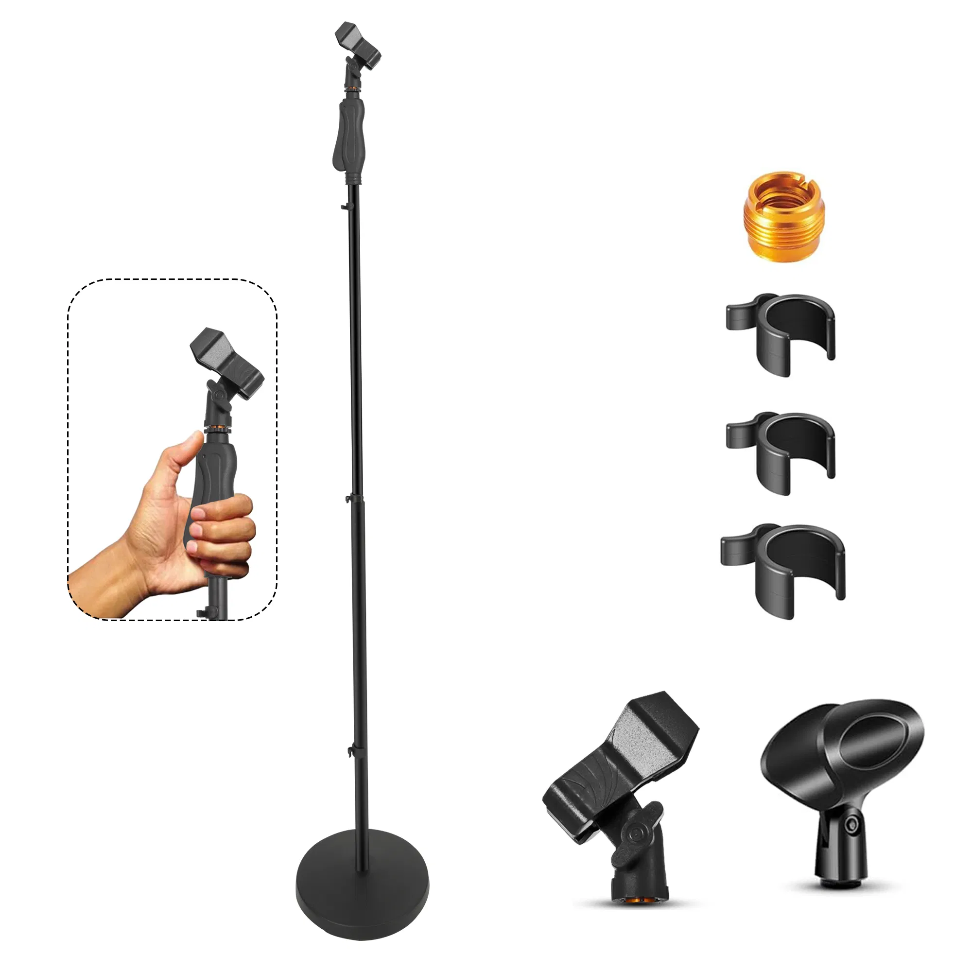 5 Core Microphone Stand Floor Height Adjustable Mic Holder Round Base photo 1