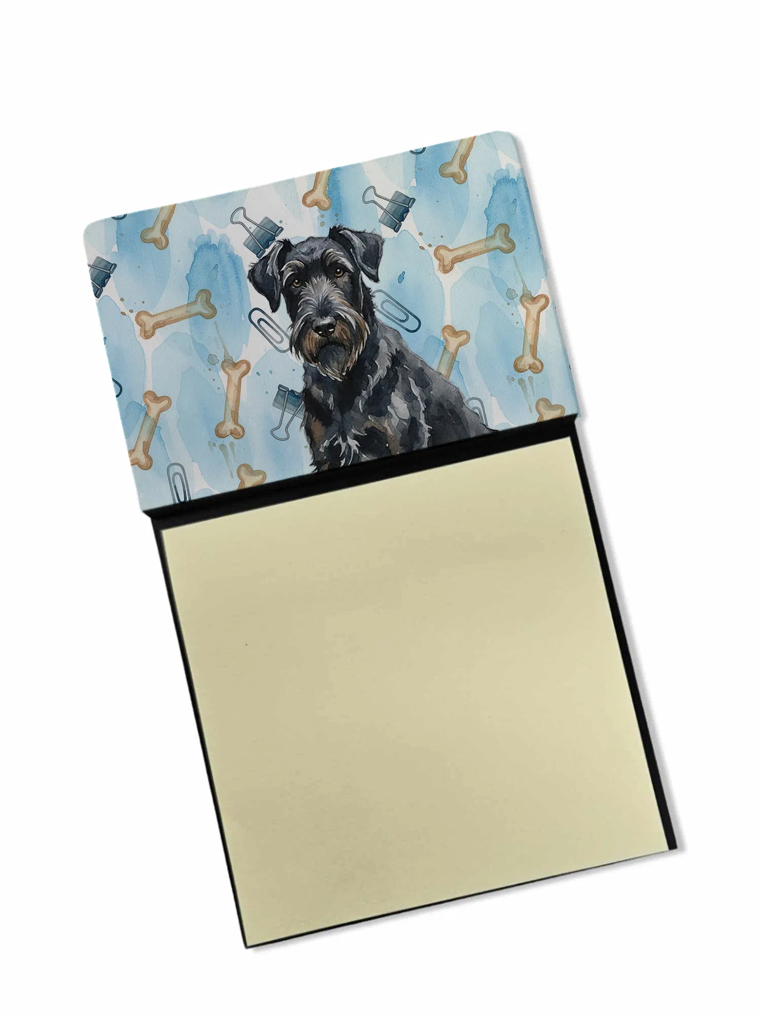 Black Russian Terrier Coworker Watercolor Sticky Note Holder Refillable Dispenser Desk Accessory 3x3 Pad Gift photo 1