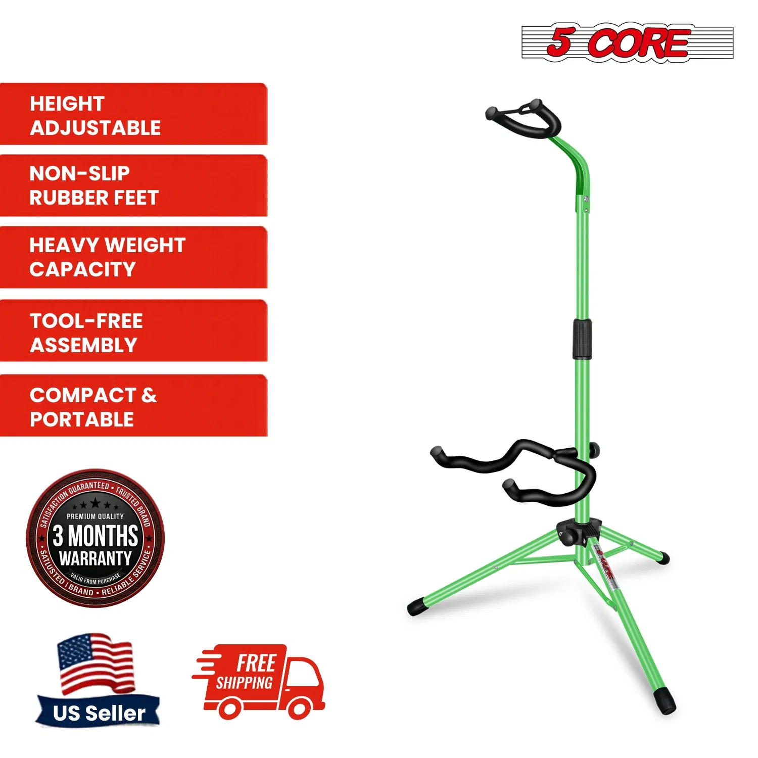5 Core Guitar Stand Floor Adjustable Heavy Duty w Neck Holder for Acoustic Electric Classic Bass photo 8