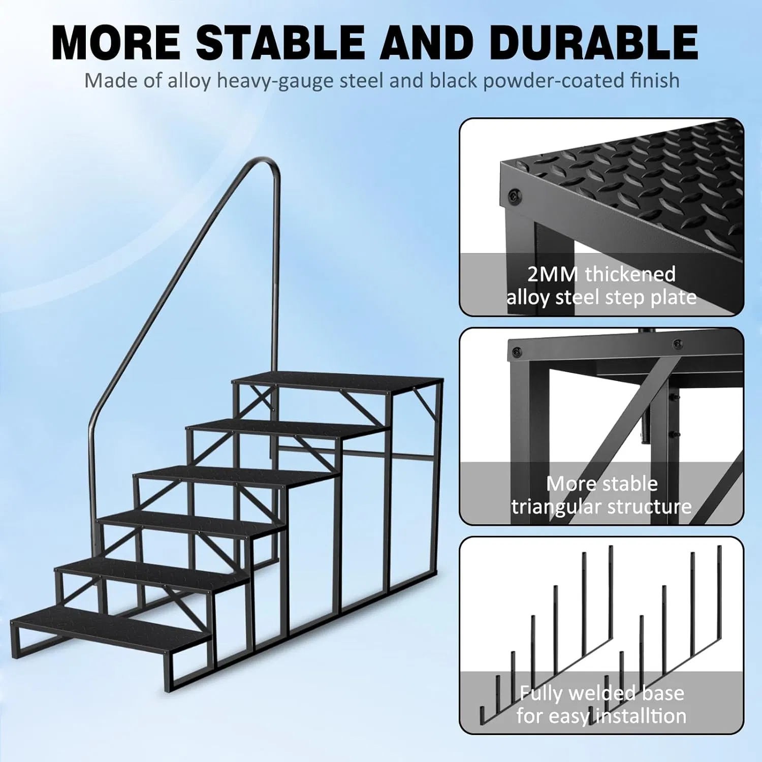 Swimming Pool Ladder Above Ground Pools, Step Stool Ladder with Handrails, Heavy Duty Hot Tub Steps (6 Step) photo 5