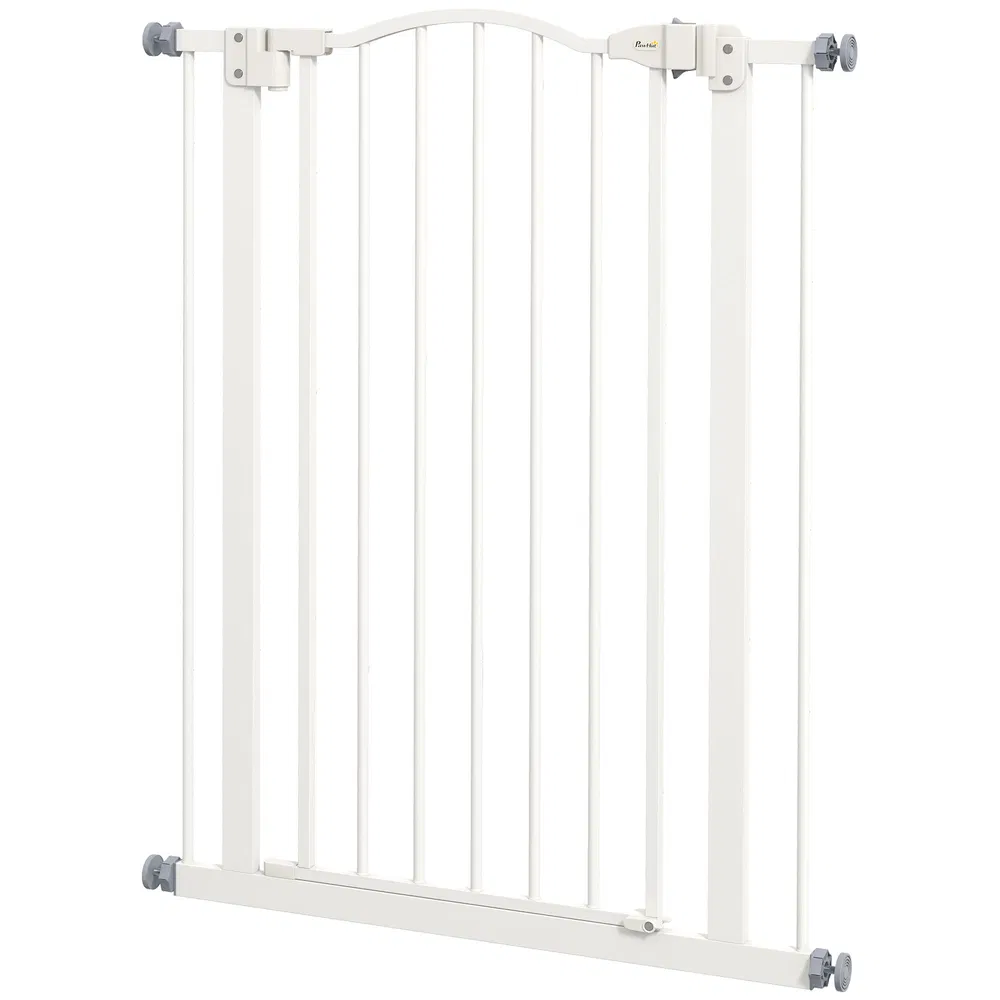 Extra Tall Dog Gate with Door, Pressure Fit, Auto Close, Double Locking for Doorways Hallways Stairs, 29"-32", White photo 7